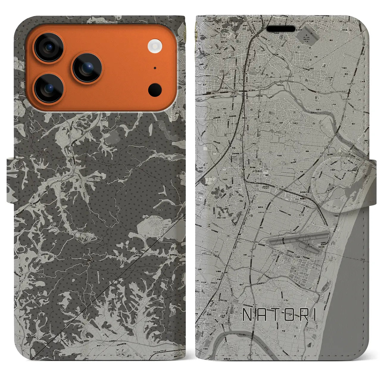 【名取(宮城県)】地図柄iPhoneケース(手帳タイプ)