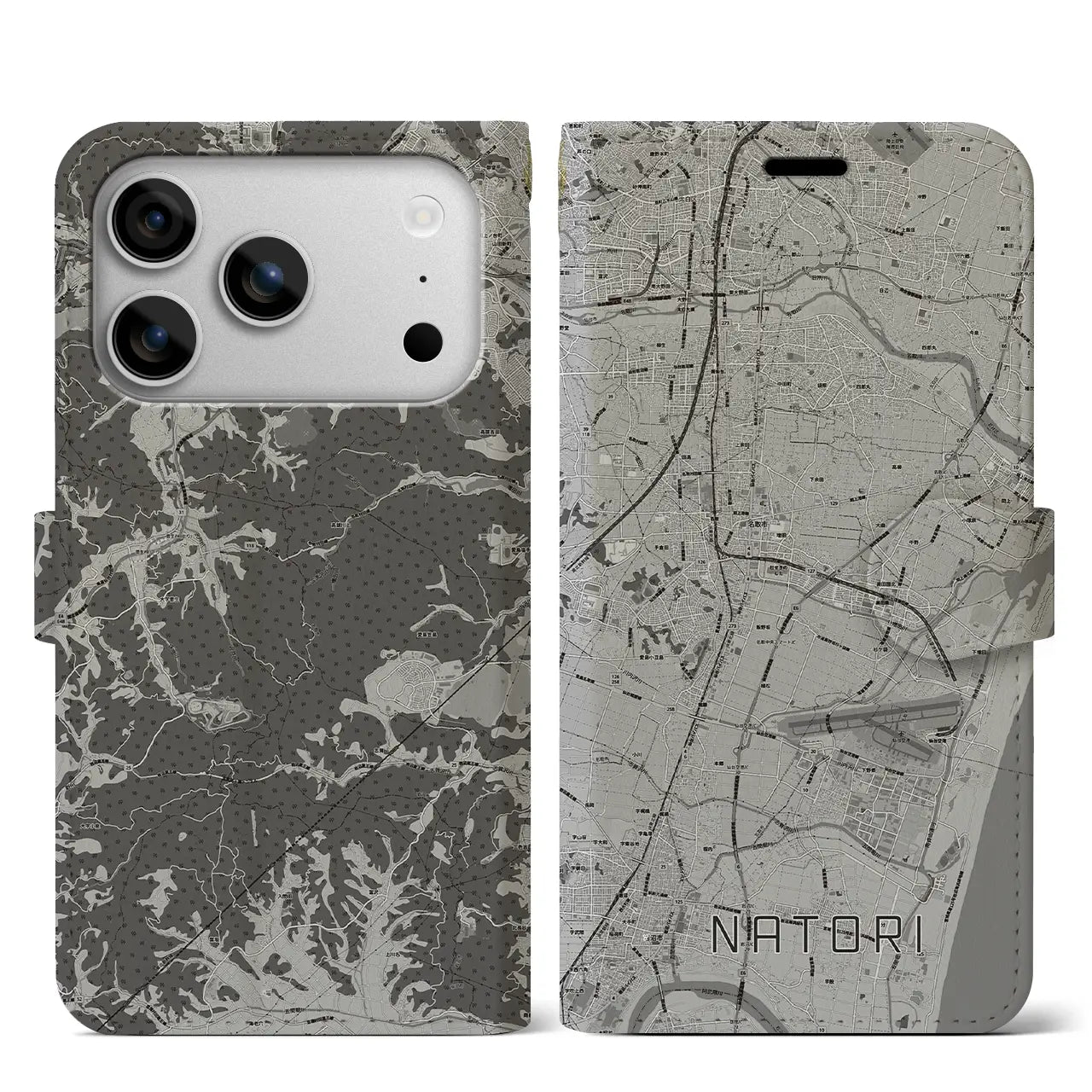 【名取(宮城県)】地図柄iPhoneケース(手帳タイプ)