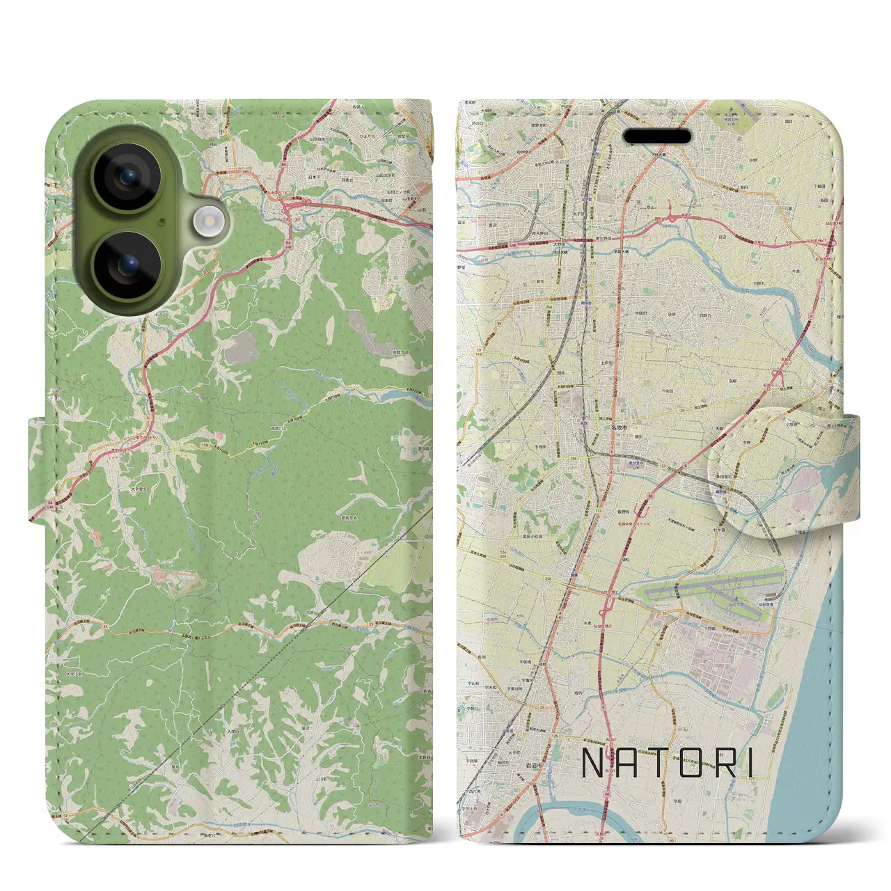 【名取(宮城県)】地図柄iPhoneケース(手帳タイプ)