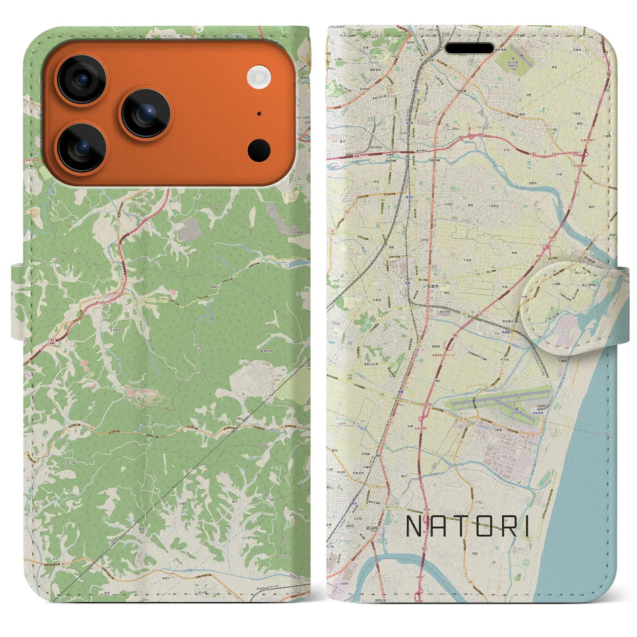 【名取(宮城県)】地図柄iPhoneケース(手帳タイプ)