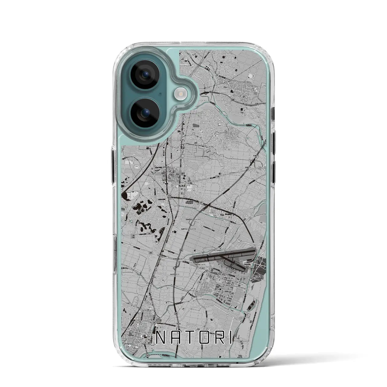 【名取(宮城県)】地図柄iPhoneケース(MagSafeタイプ)モノトーン・iPhone 16 Pro 用