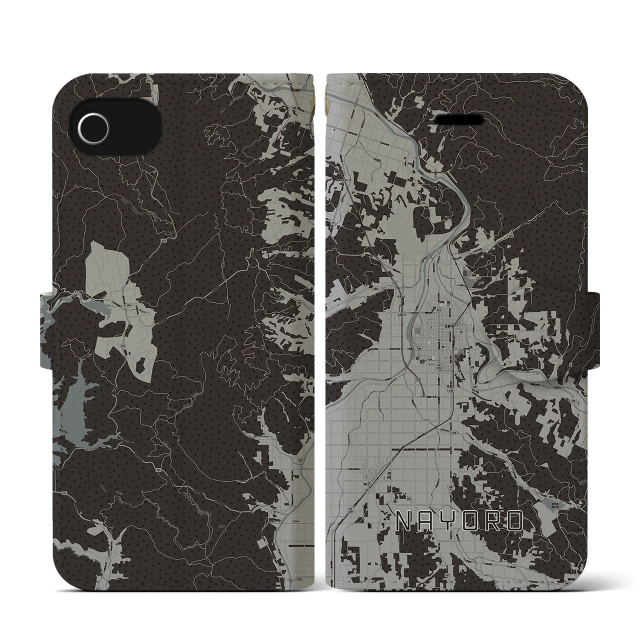 【名寄(北海道)】地図柄iPhoneケース(手帳タイプ)モノトーン・iPhone SE(第3 / 第2世代) / 8 / 7 / 6s / 6 用