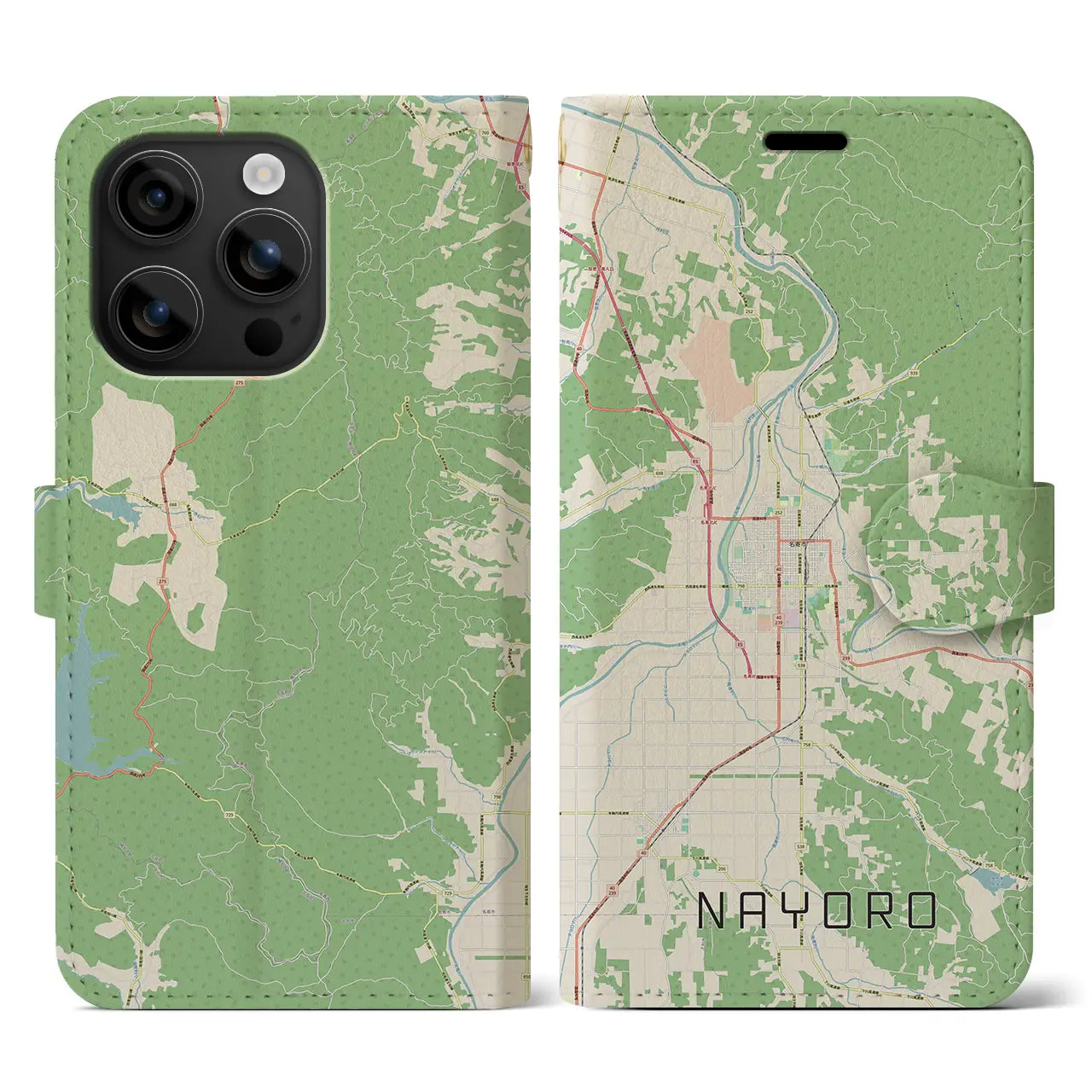 【名寄(北海道)】地図柄iPhoneケース(手帳タイプ)ナチュラル・iPhone 16 用