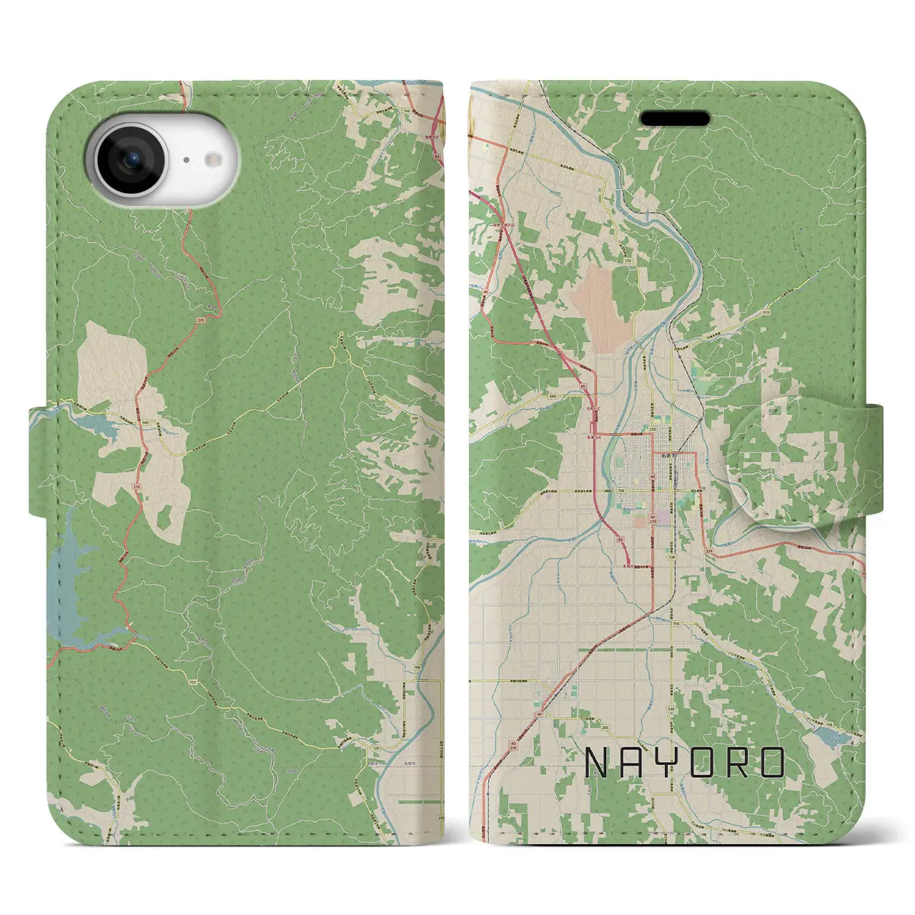 【名寄(北海道)】地図柄iPhoneケース(手帳タイプ)