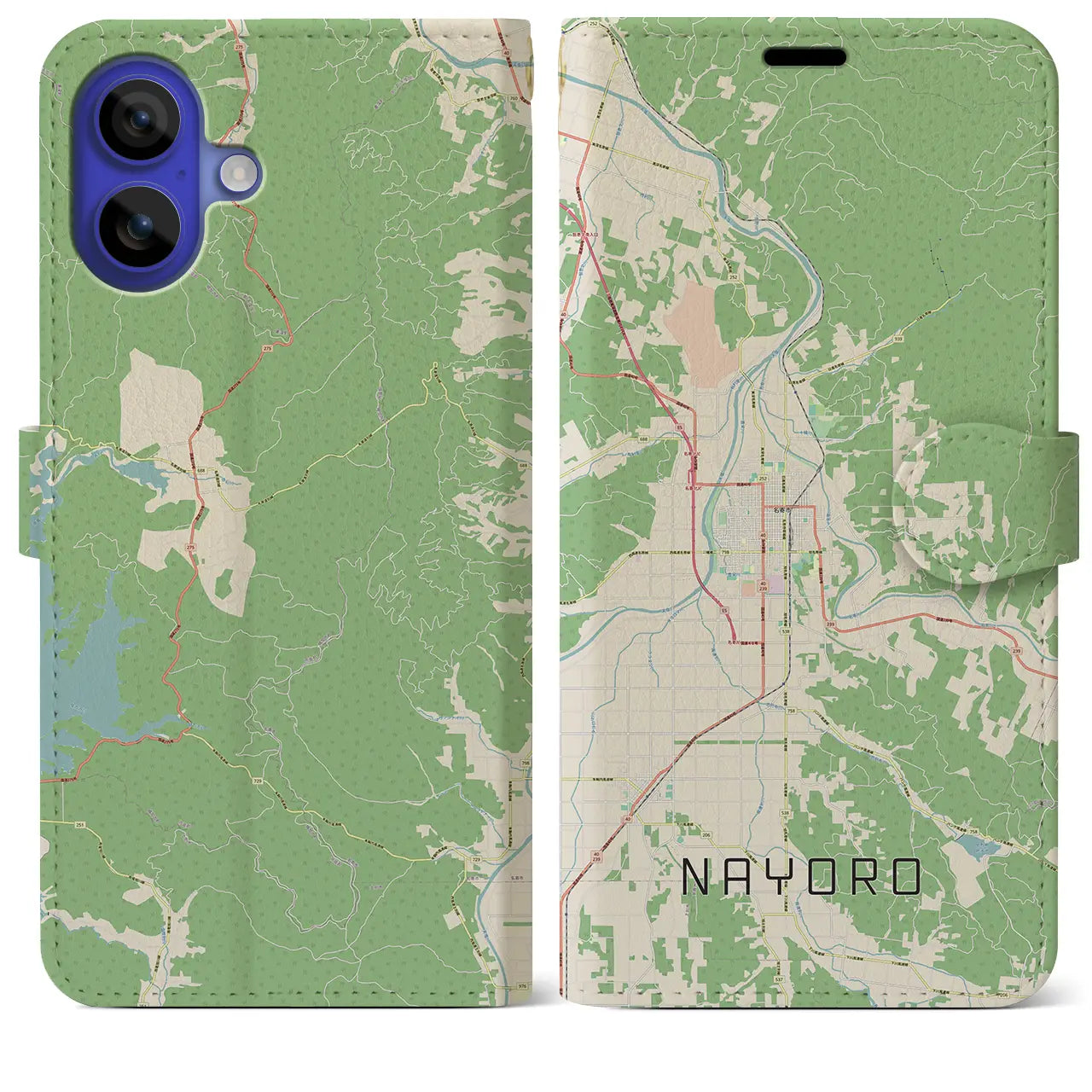 【名寄(北海道)】地図柄iPhoneケース(手帳タイプ)ナチュラル・iPhone 16 Pro Max 用