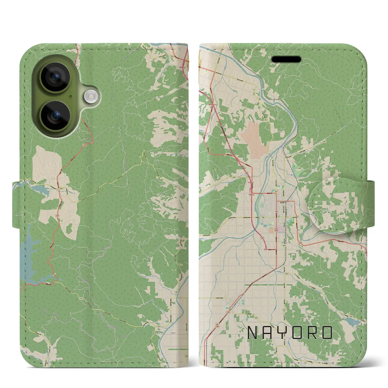 【名寄(北海道)】地図柄iPhoneケース(手帳タイプ)モノトーン・iPhone 17 Pro Max 用