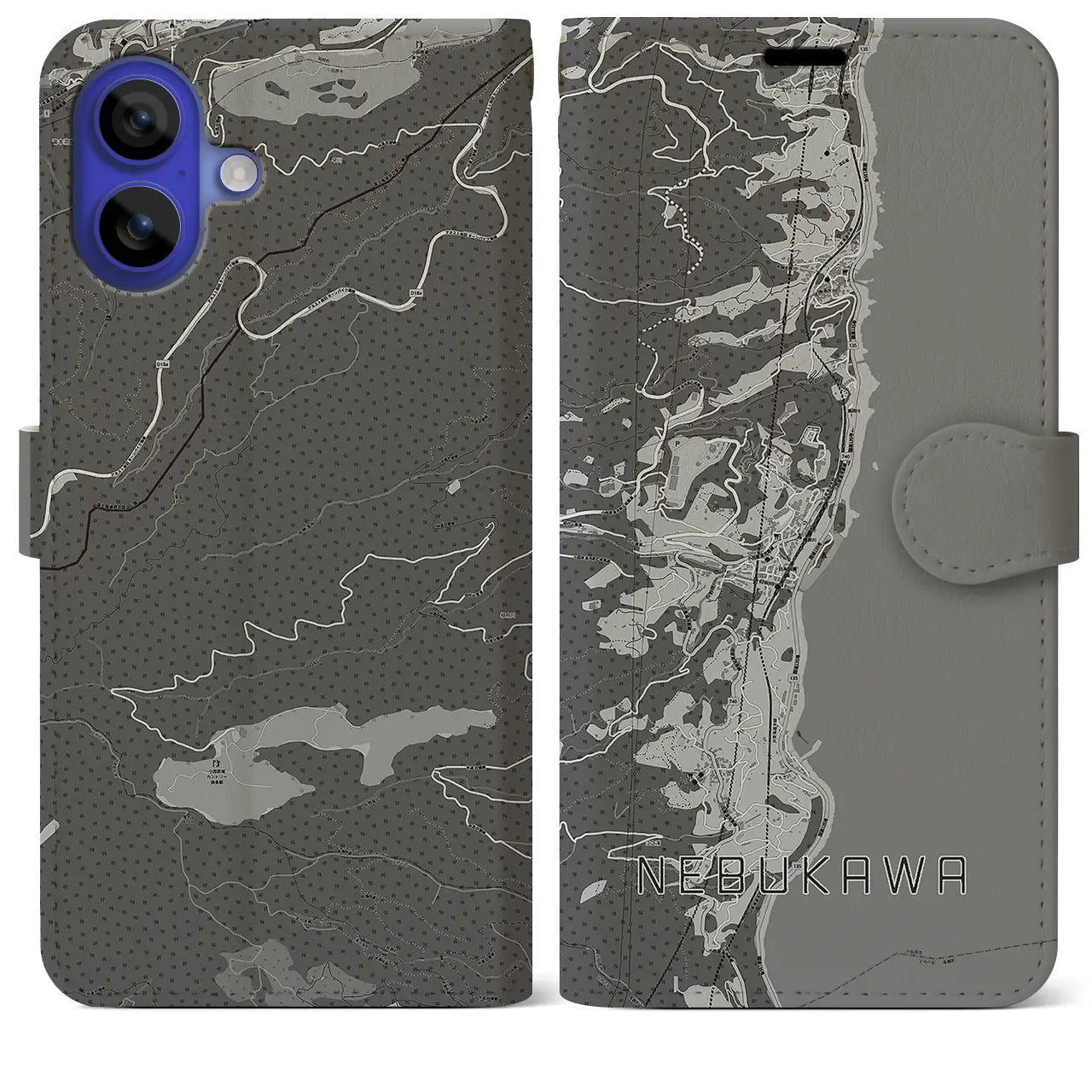 【根府川(神奈川県)】地図柄iPhoneケース(手帳タイプ)