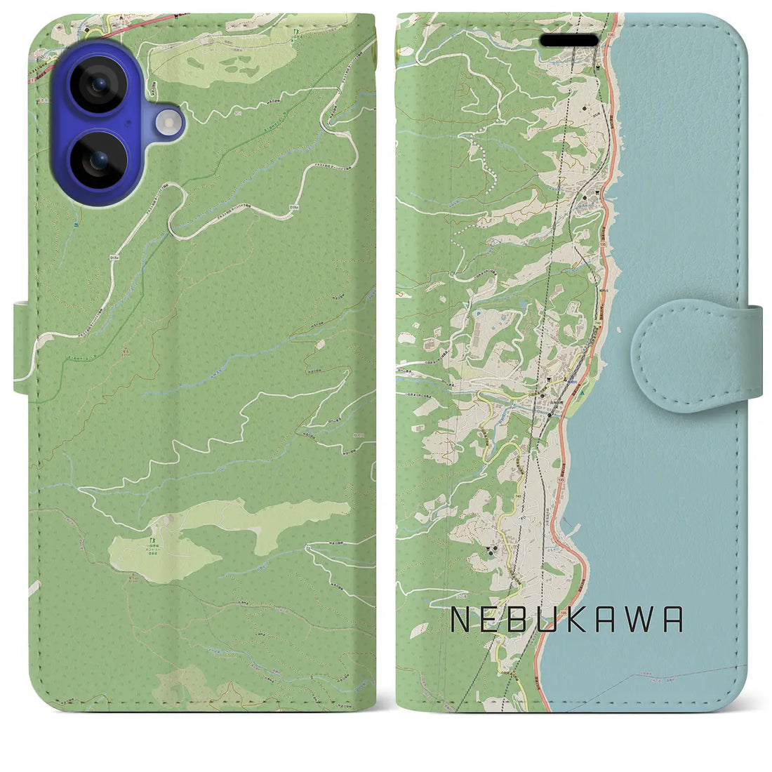 【根府川(神奈川県)】地図柄iPhoneケース(手帳タイプ)ナチュラル・iPhone 16 Pro Max 用