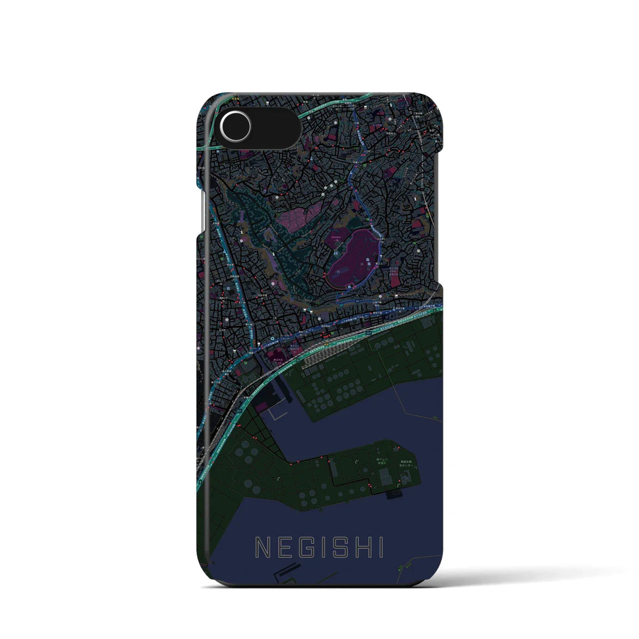 【根岸(神奈川県)】地図柄iPhoneケース(バックカバータイプ)