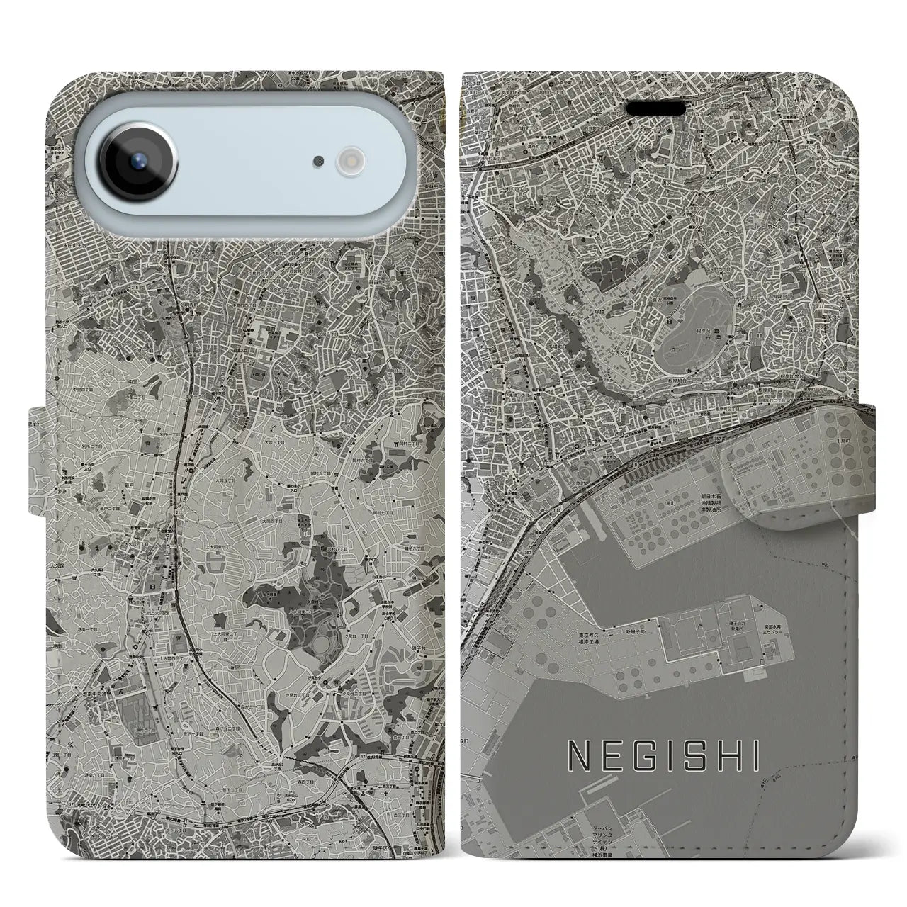 【根岸(神奈川県)】地図柄iPhoneケース(手帳タイプ)