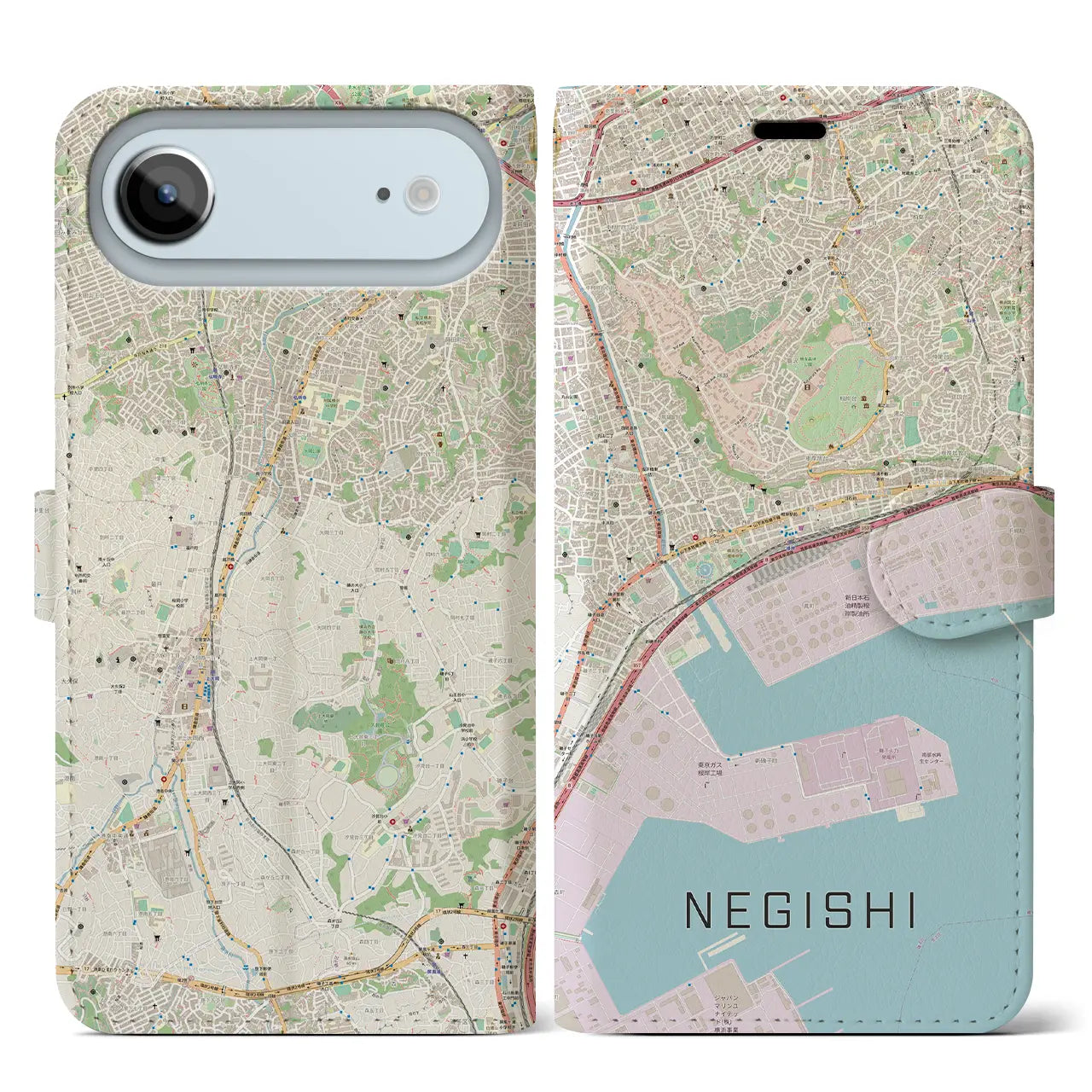 【根岸(神奈川県)】地図柄iPhoneケース(手帳タイプ)