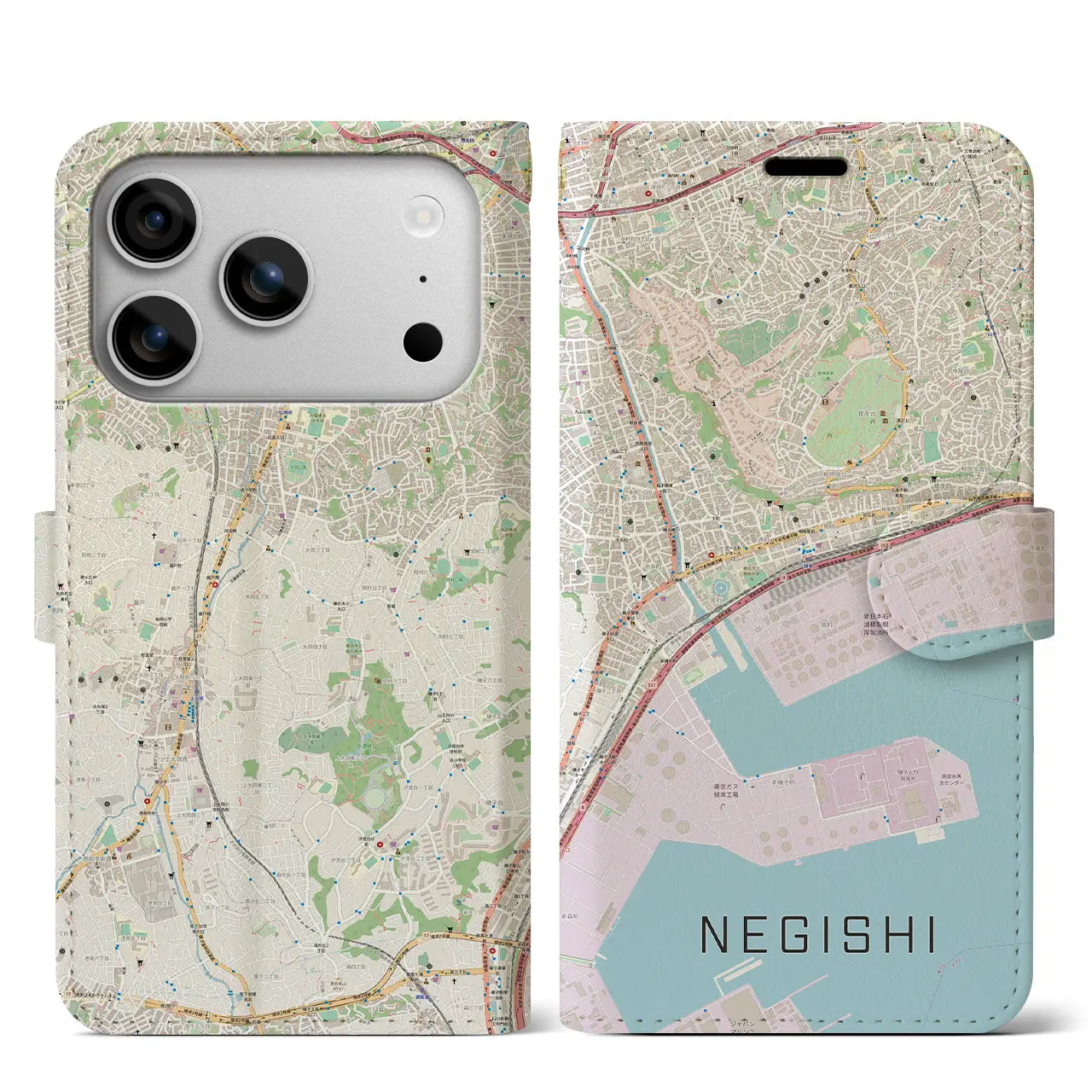 【根岸(神奈川県)】地図柄iPhoneケース(手帳タイプ)