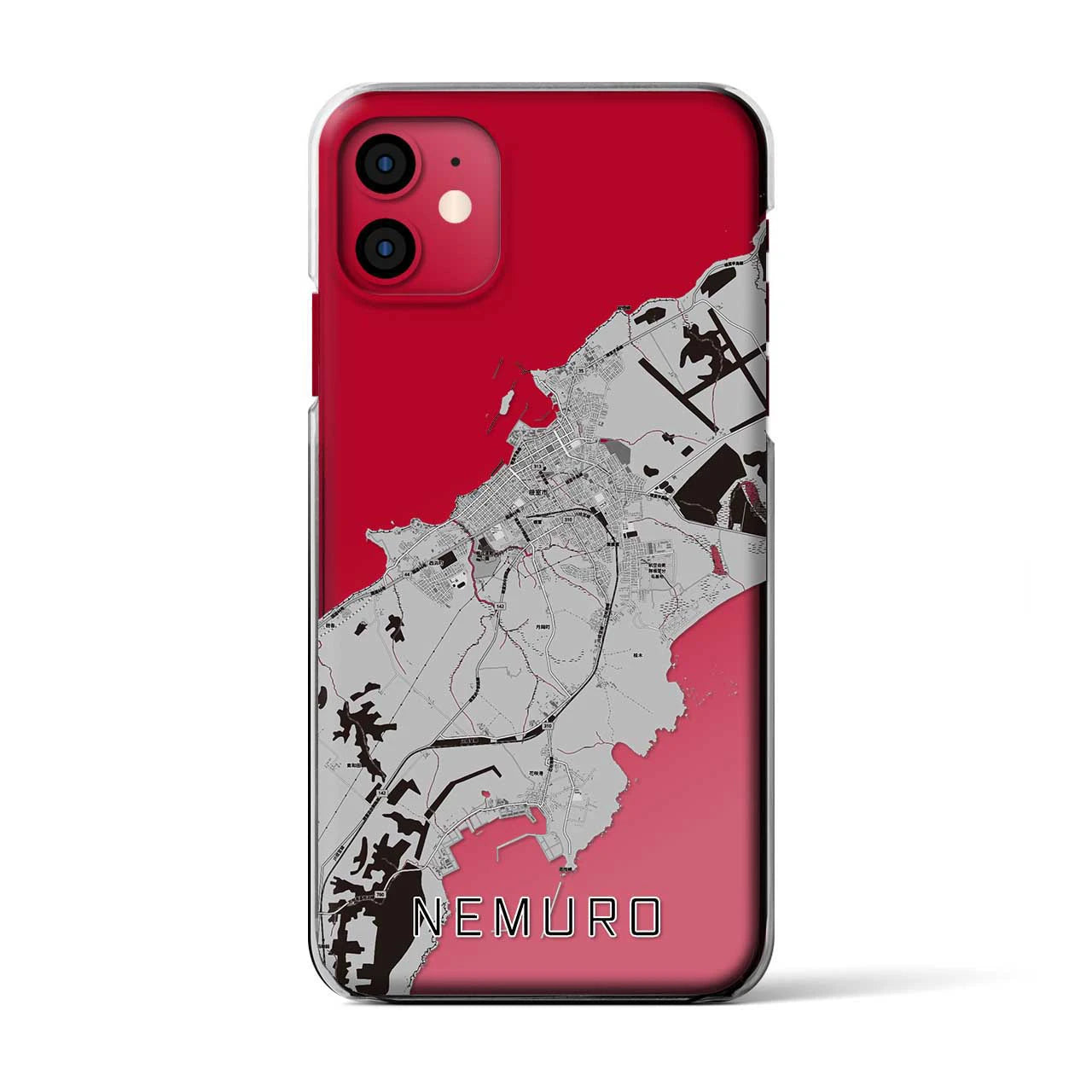 【根室(北海道)】地図柄iPhoneケース(クリアタイプ)