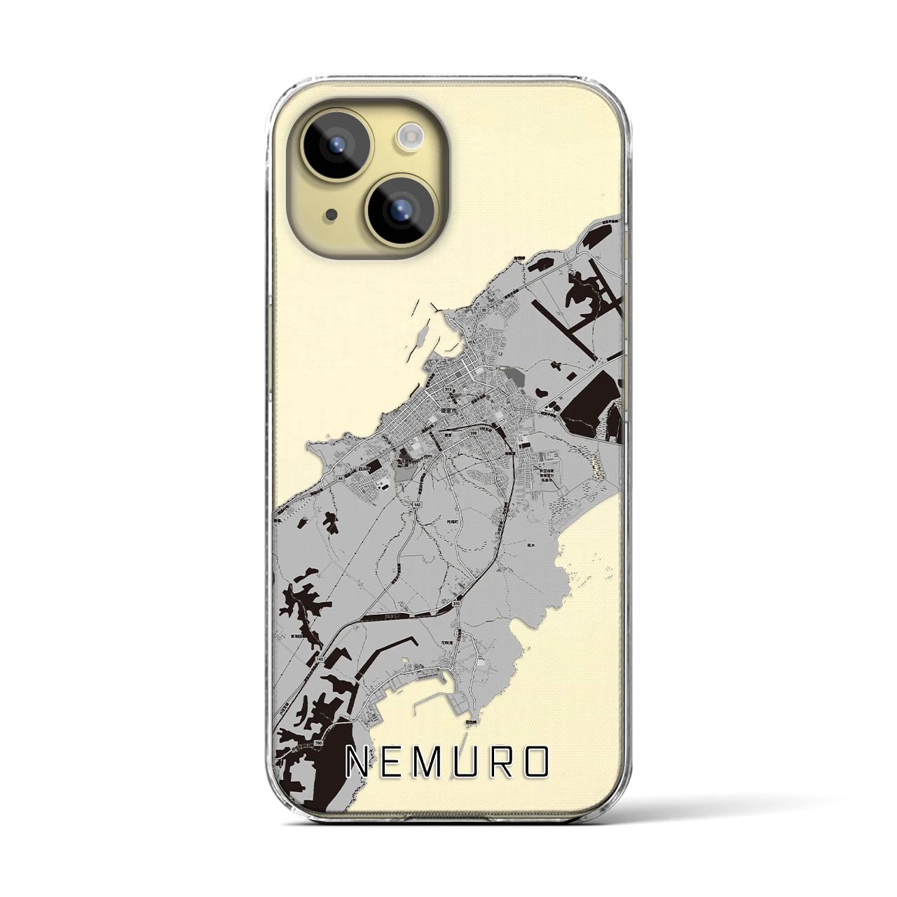 【根室(北海道)】地図柄iPhoneケース(クリアタイプ)