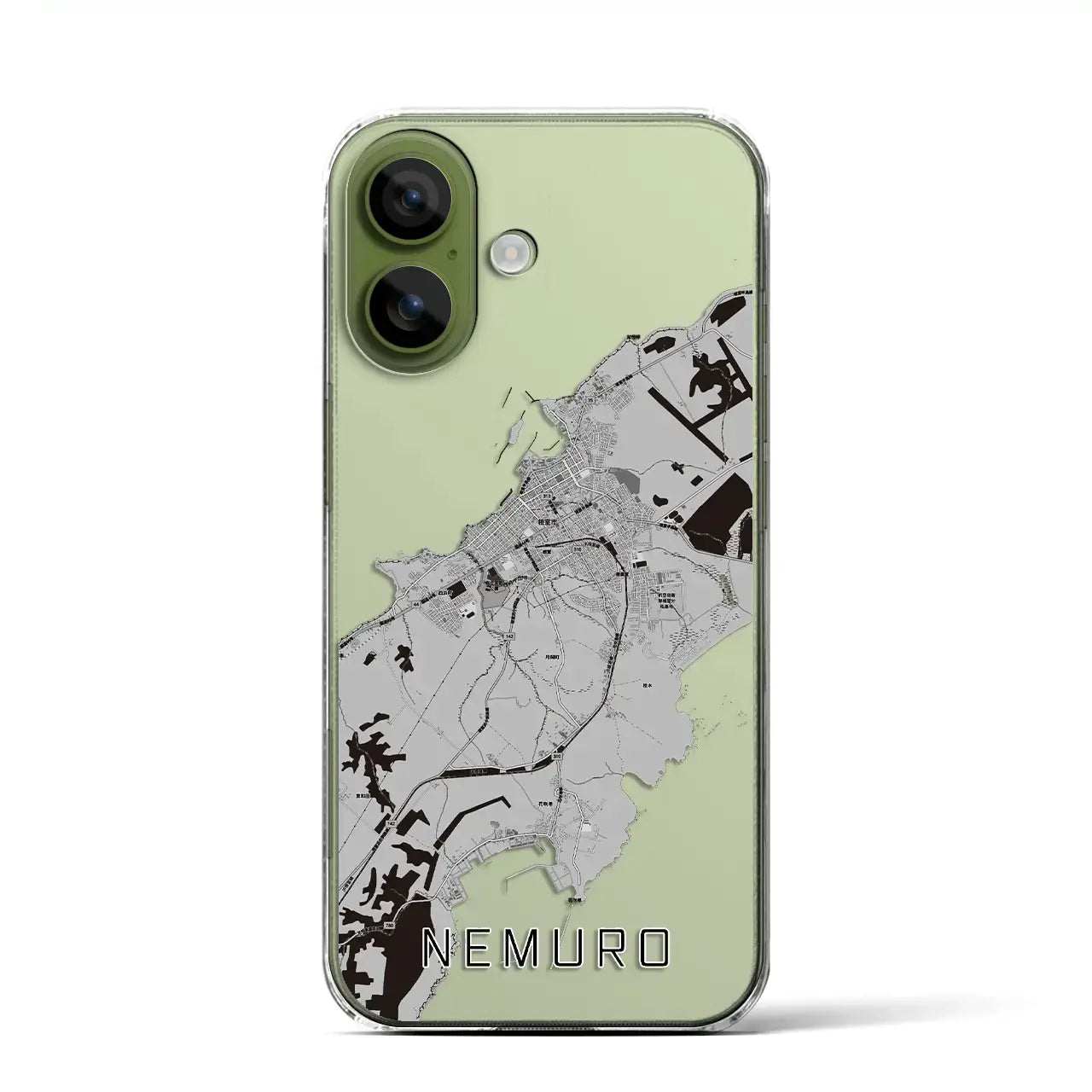 【根室(北海道)】地図柄iPhoneケース(クリアタイプ)モノトーン・iPhone 17 Pro Max 用