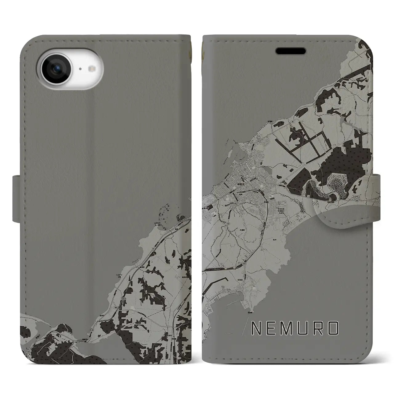 【根室(北海道)】地図柄iPhoneケース(手帳タイプ)