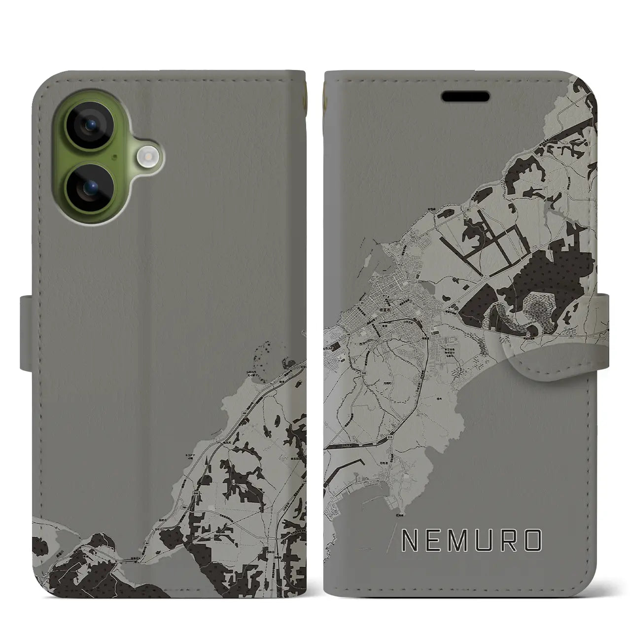 【根室(北海道)】地図柄iPhoneケース(手帳タイプ)