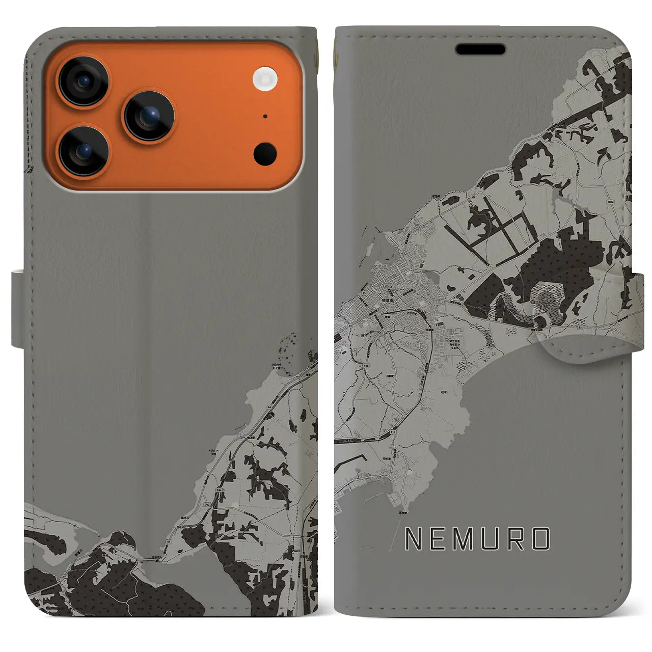 【根室(北海道)】地図柄iPhoneケース(手帳タイプ)