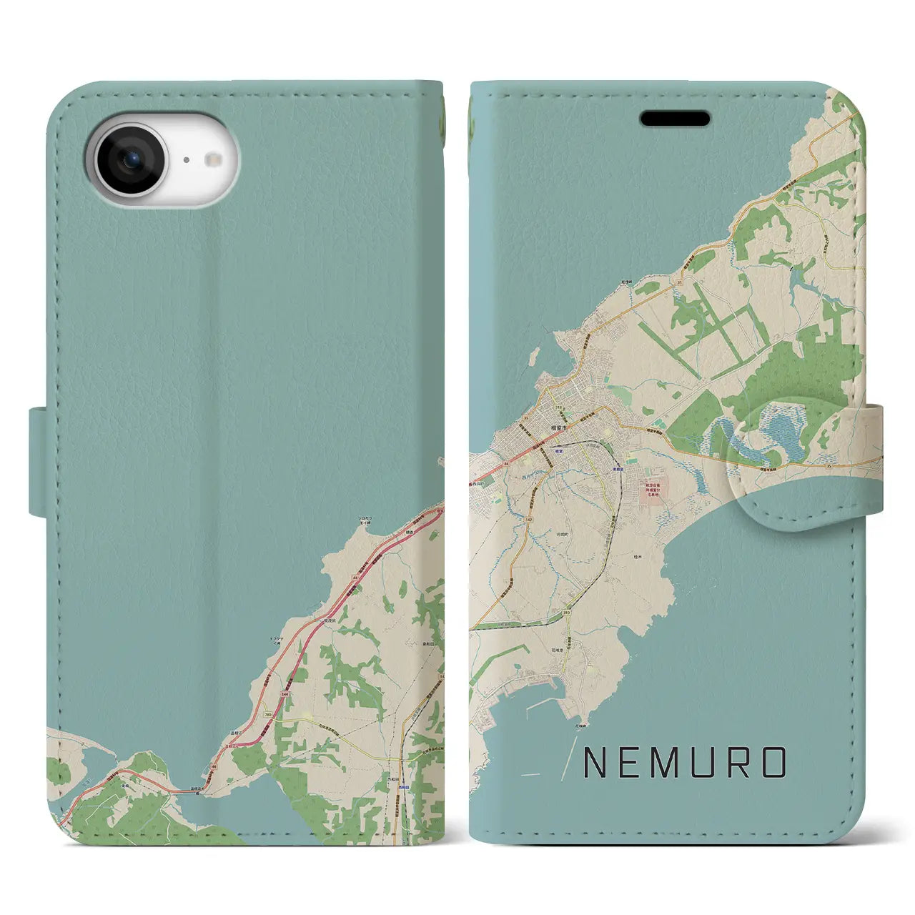 【根室(北海道)】地図柄iPhoneケース(手帳タイプ)