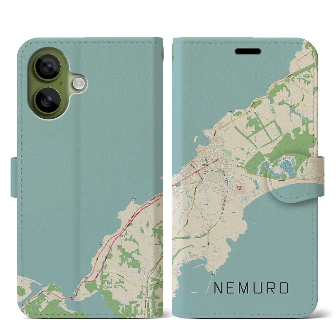 【根室(北海道)】地図柄iPhoneケース(手帳タイプ)