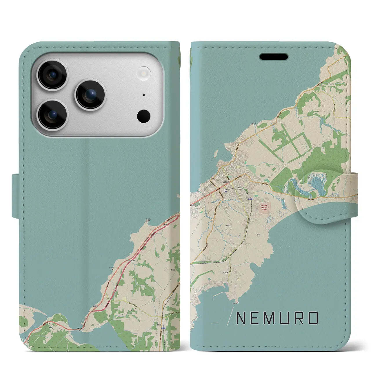 【根室(北海道)】地図柄iPhoneケース(手帳タイプ)