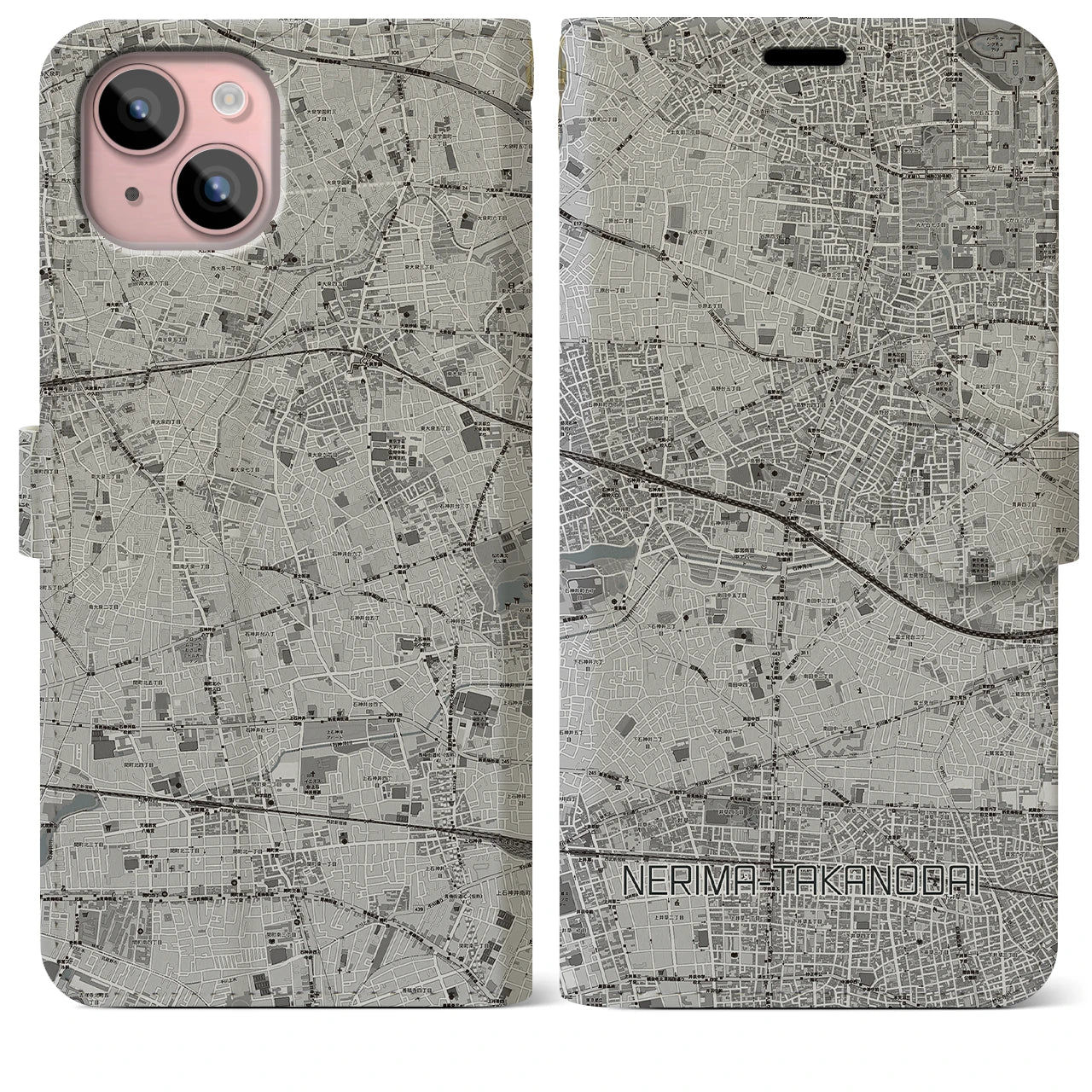 【練馬高野台(東京都)】地図柄iPhoneケース(手帳タイプ)