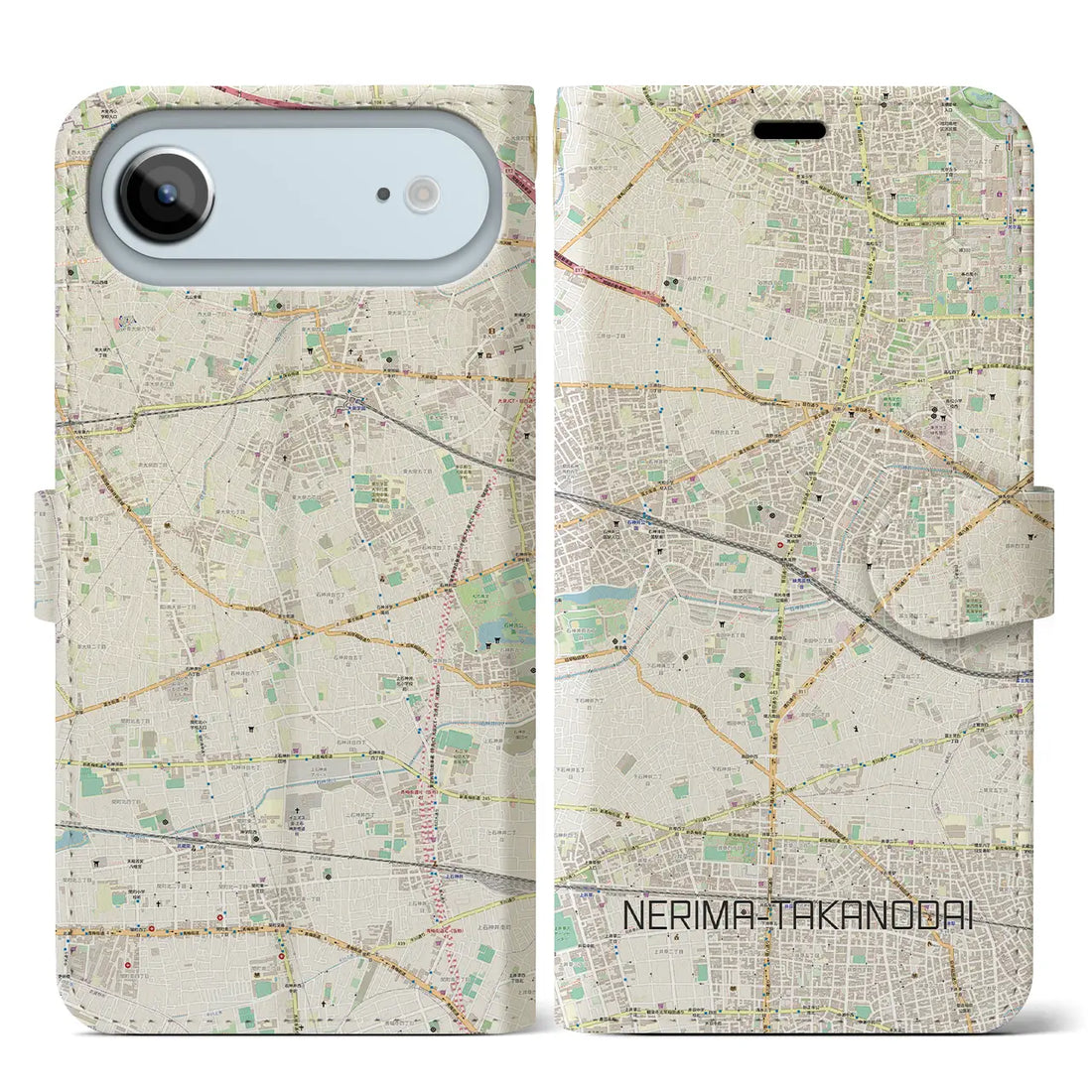 【練馬高野台(東京都)】地図柄iPhoneケース(手帳タイプ)ナチュラル・iPhone 17 Pro Max 用