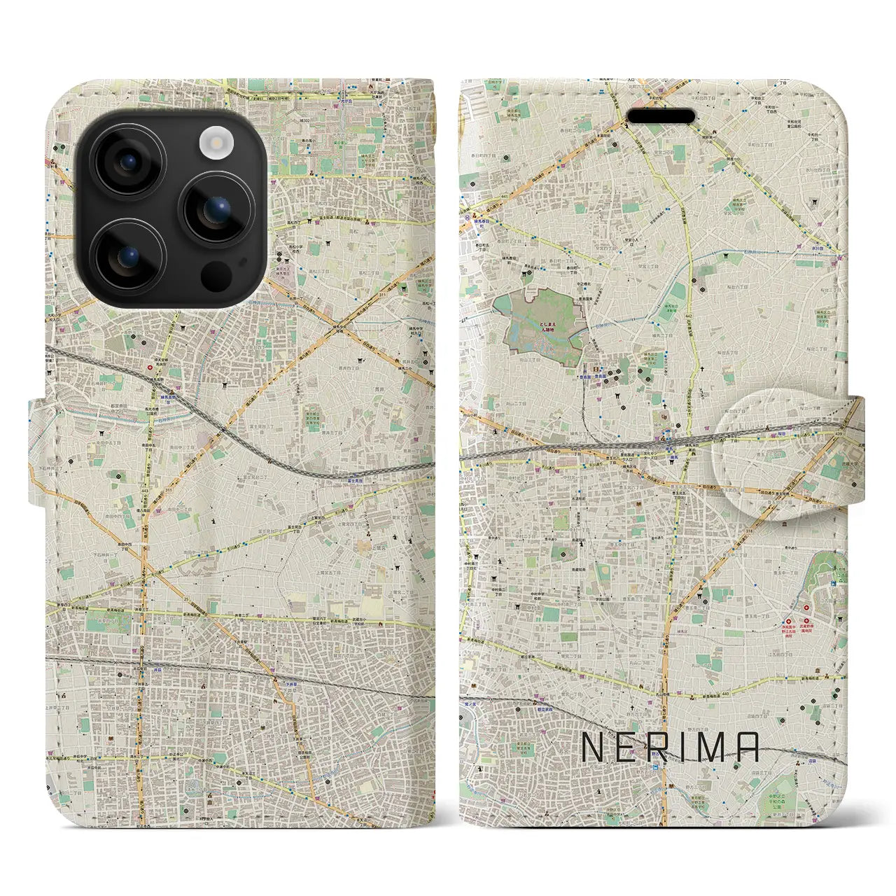 【練馬(東京都)】地図柄iPhoneケース(手帳タイプ)ナチュラル・iPhone 16 用