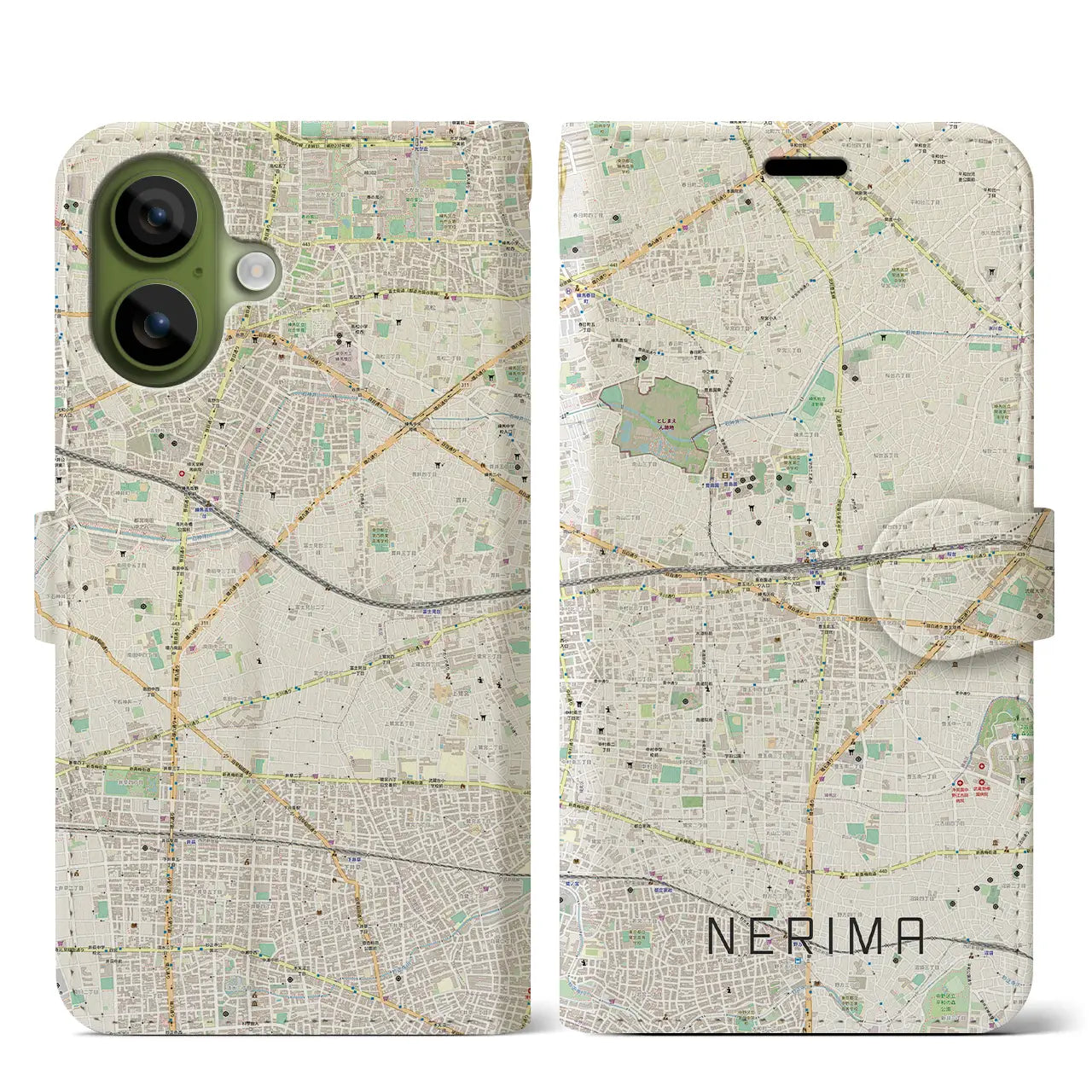 【練馬(東京都)】地図柄iPhoneケース(手帳タイプ)モノトーン・iPhone 17 Pro Max 用