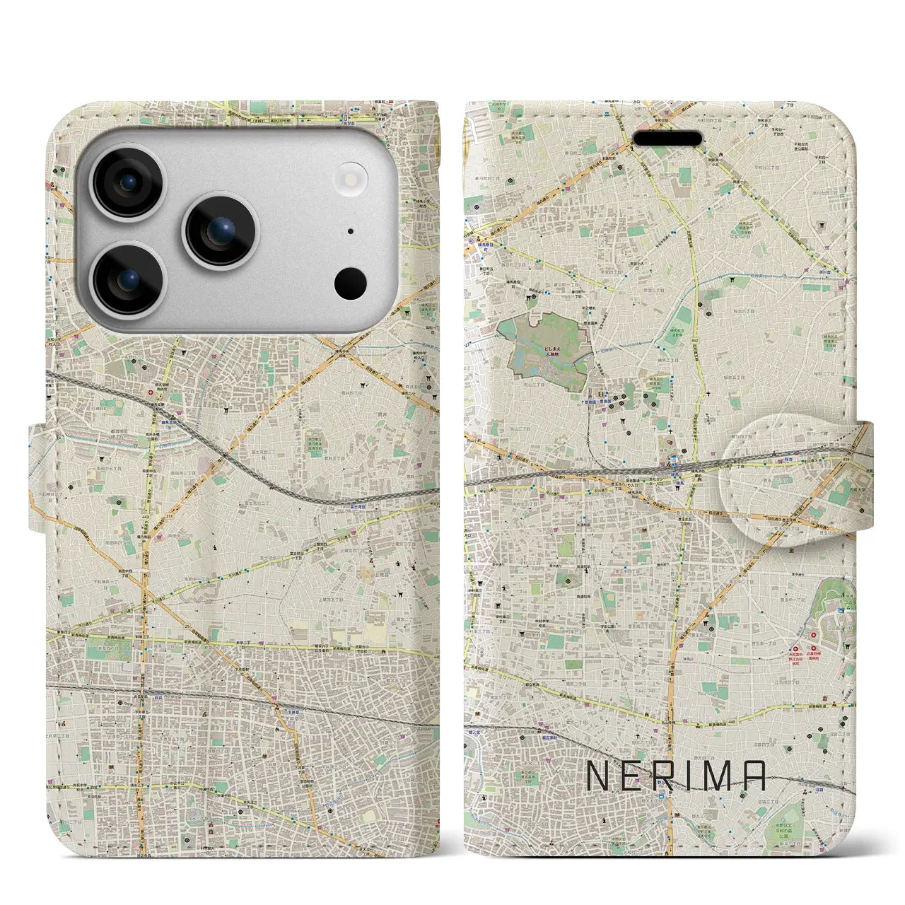 【練馬(東京都)】地図柄iPhoneケース(手帳タイプ)ナチュラル・iPhone 17 Pro Max 用