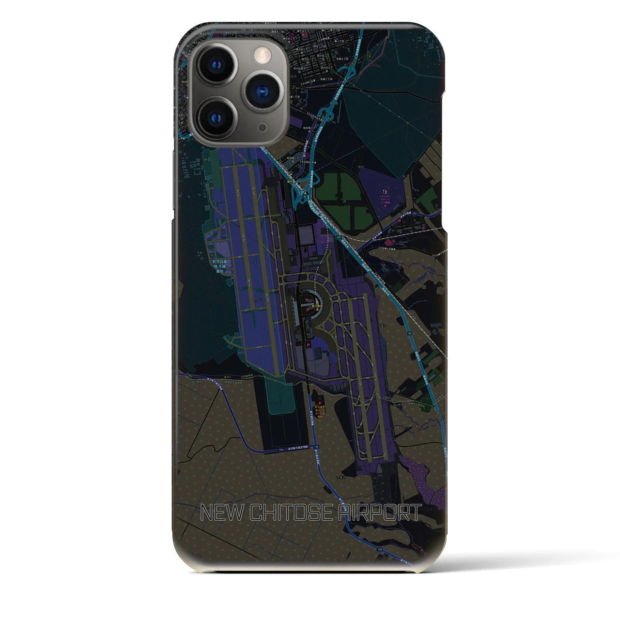 【新千歳空港(北海道)】地図柄iPhoneケース(バックカバータイプ)