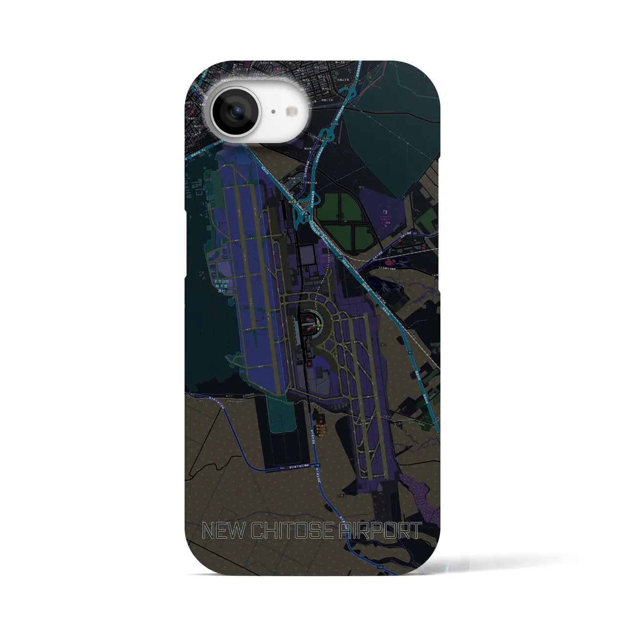 【新千歳空港(北海道)】地図柄iPhoneケース(バックカバータイプ)