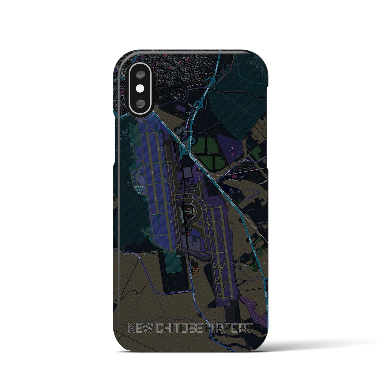 【新千歳空港(北海道)】地図柄iPhoneケース(バックカバータイプ)