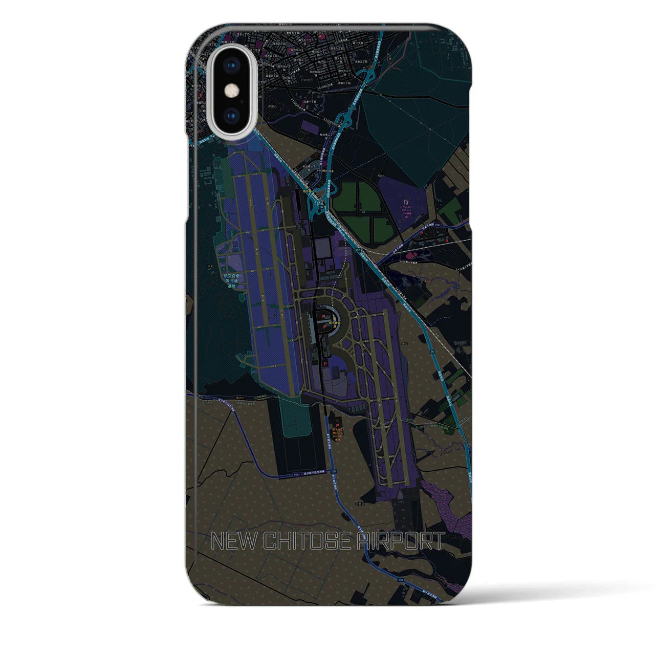 【新千歳空港(北海道)】地図柄iPhoneケース(バックカバータイプ)