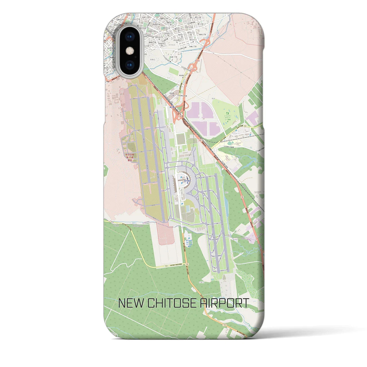 【新千歳空港(北海道)】地図柄iPhoneケース(バックカバータイプ)