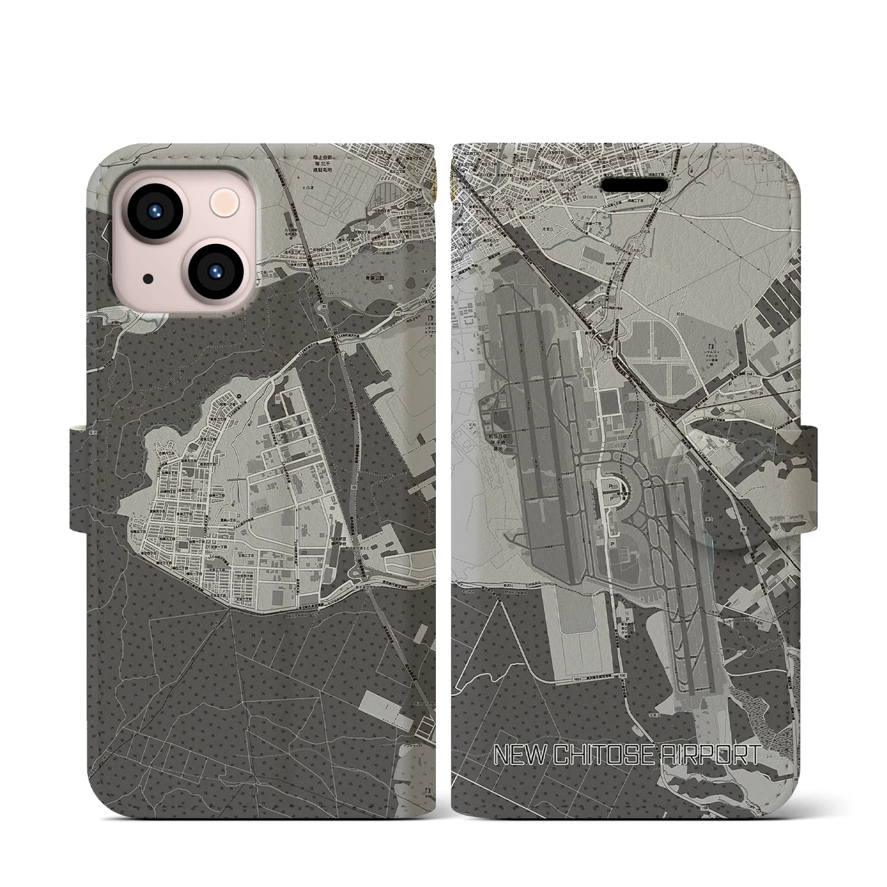 【新千歳空港(北海道)】地図柄iPhoneケース(手帳タイプ)