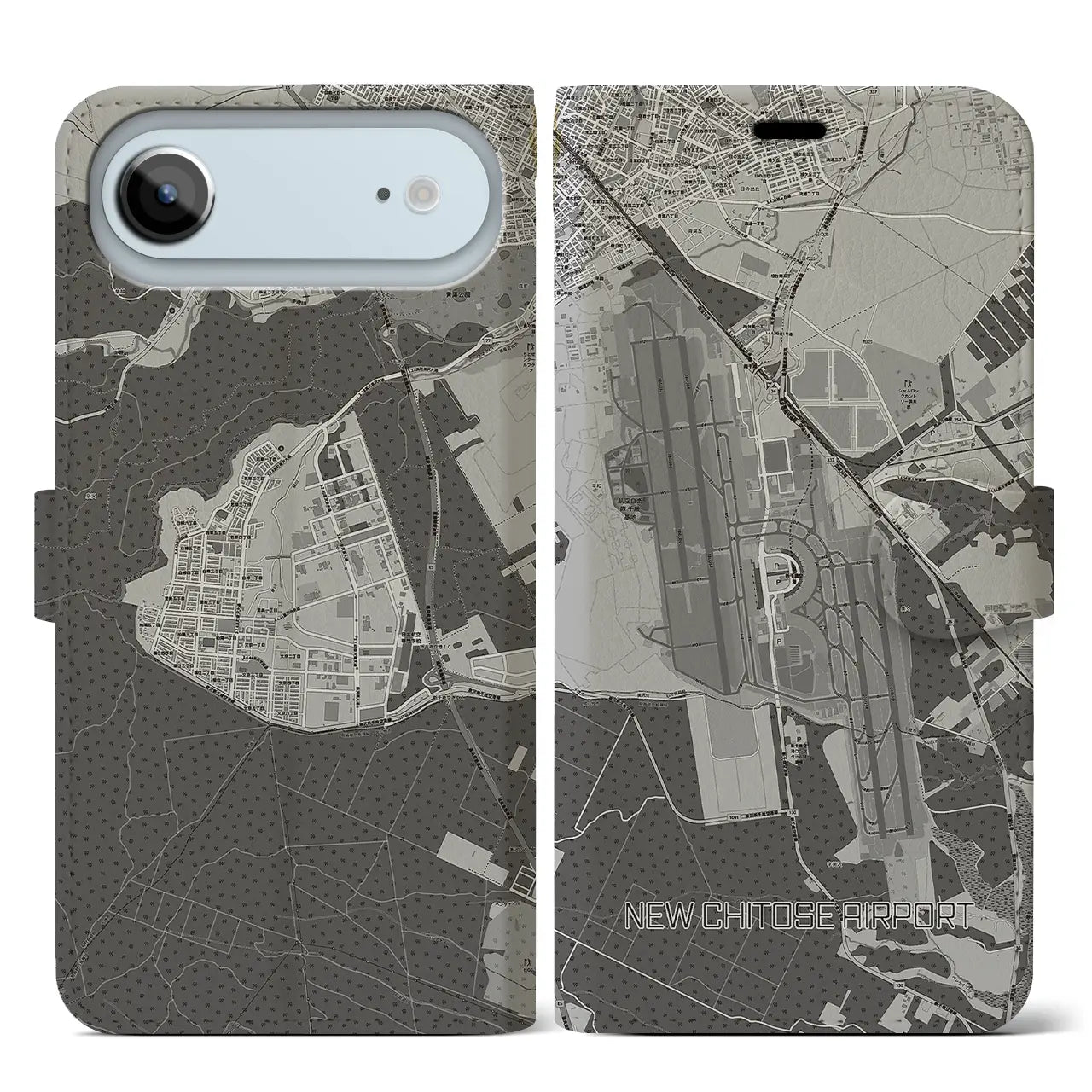 【新千歳空港(北海道)】地図柄iPhoneケース(手帳タイプ)