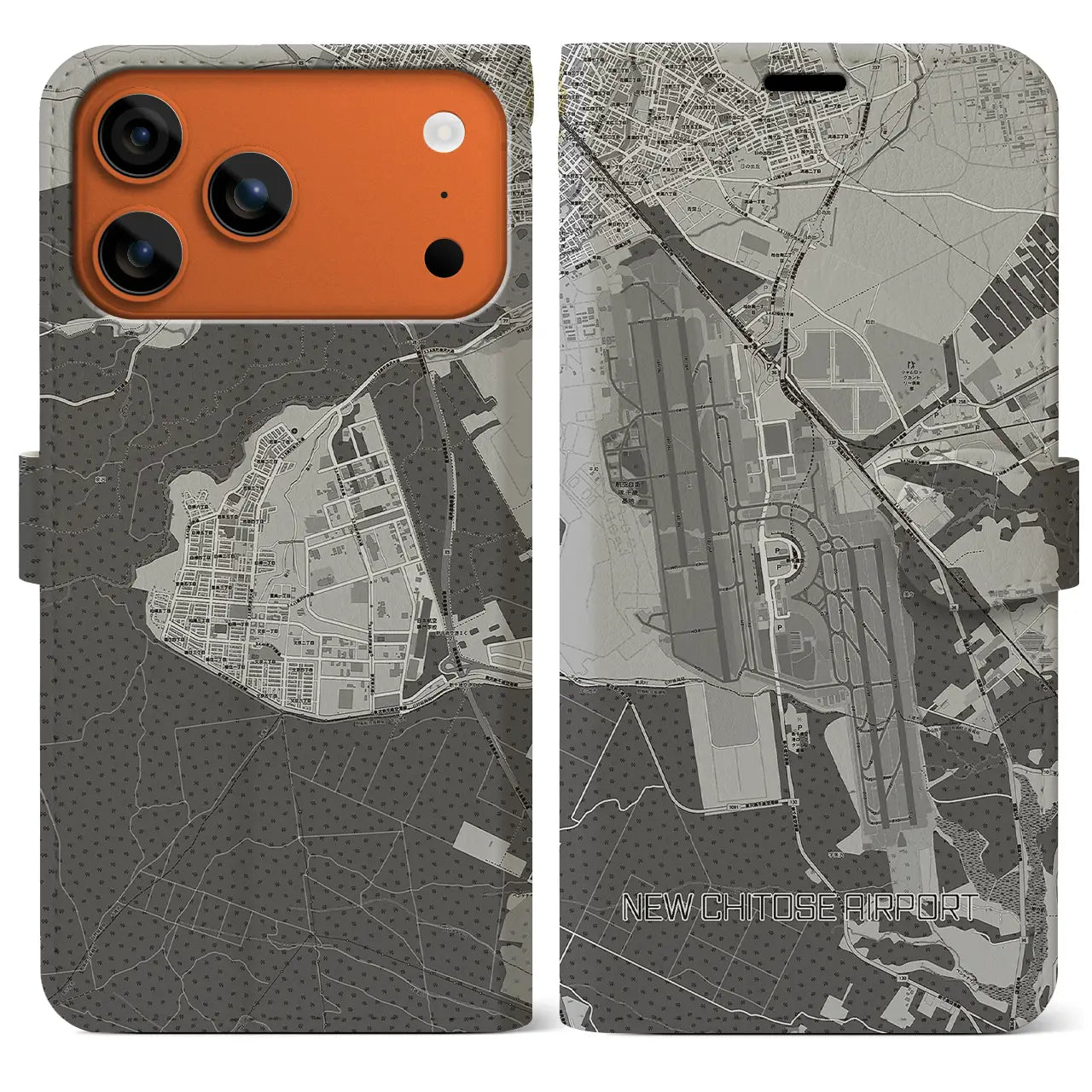 【新千歳空港(北海道)】地図柄iPhoneケース(手帳タイプ)