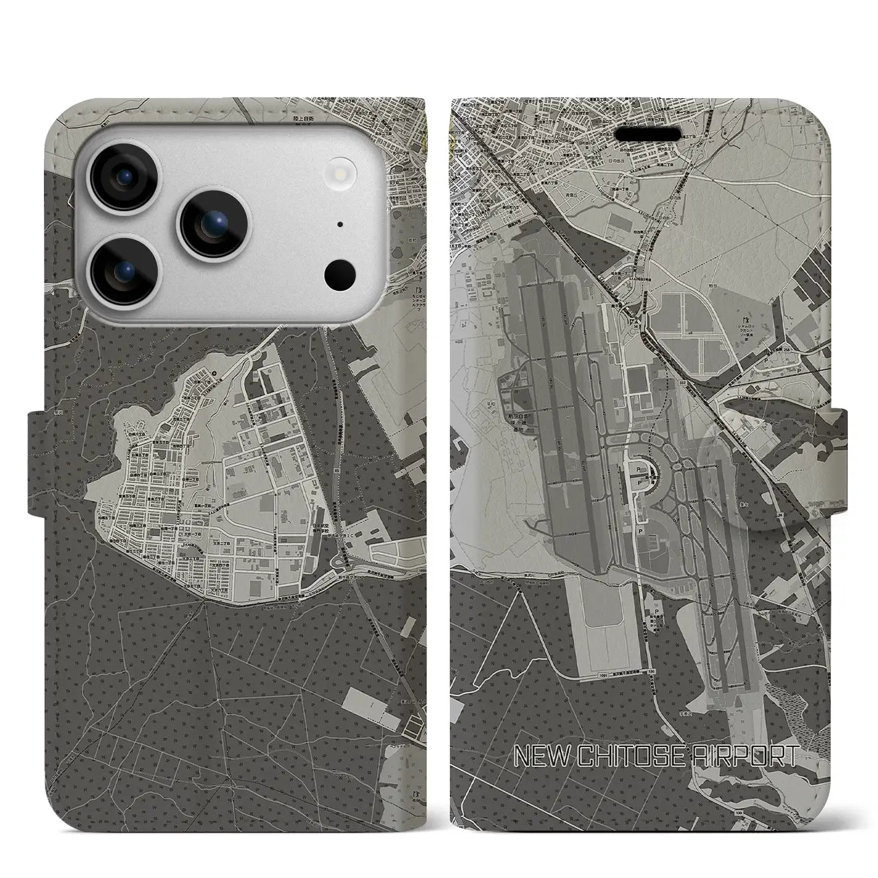 【新千歳空港(北海道)】地図柄iPhoneケース(手帳タイプ)