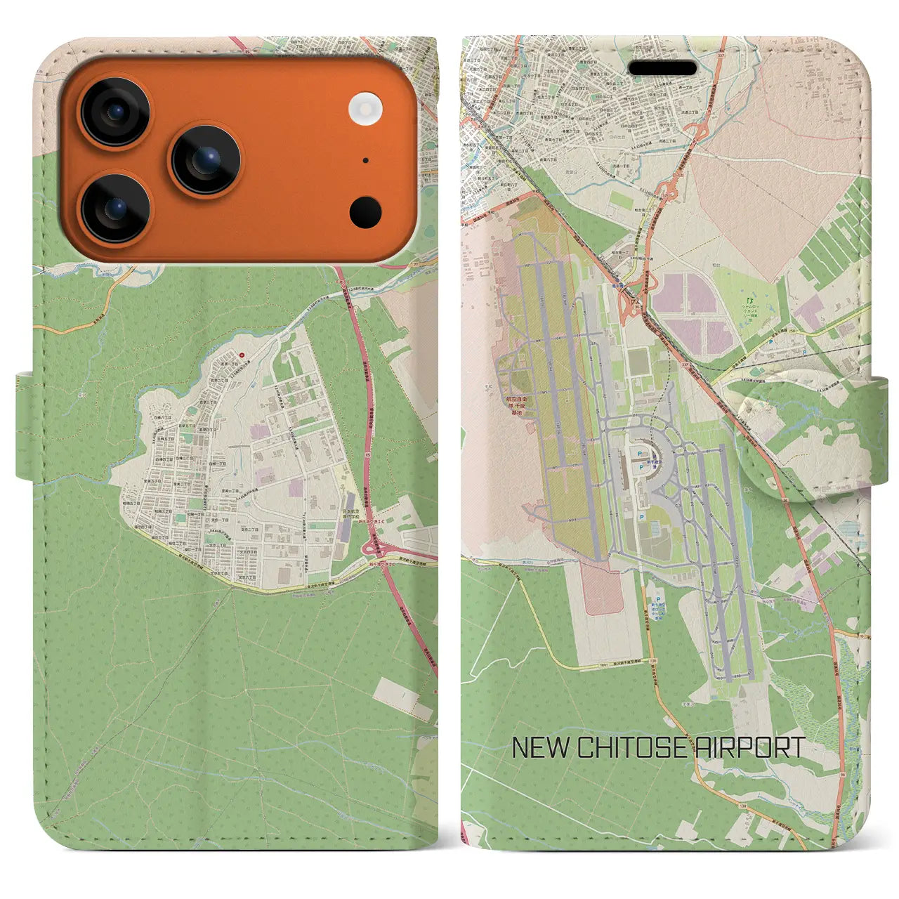 【新千歳空港(北海道)】地図柄iPhoneケース(手帳タイプ)