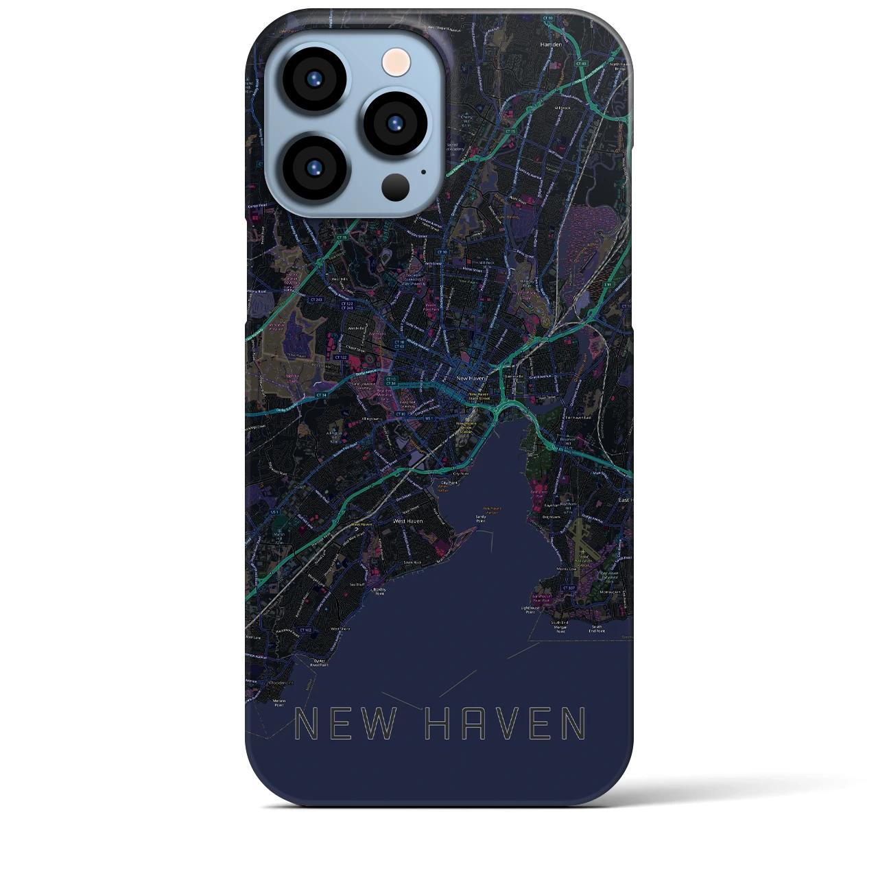 【ニューヘイブン(アメリカ)】地図柄iPhoneケース(バックカバータイプ)