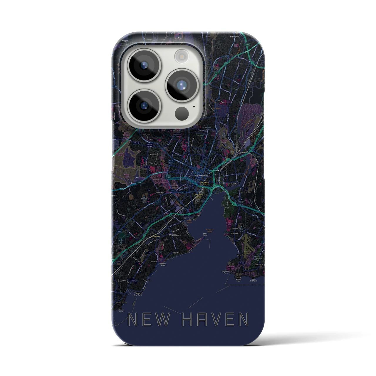 【ニューヘイブン(アメリカ)】地図柄iPhoneケース(バックカバータイプ)