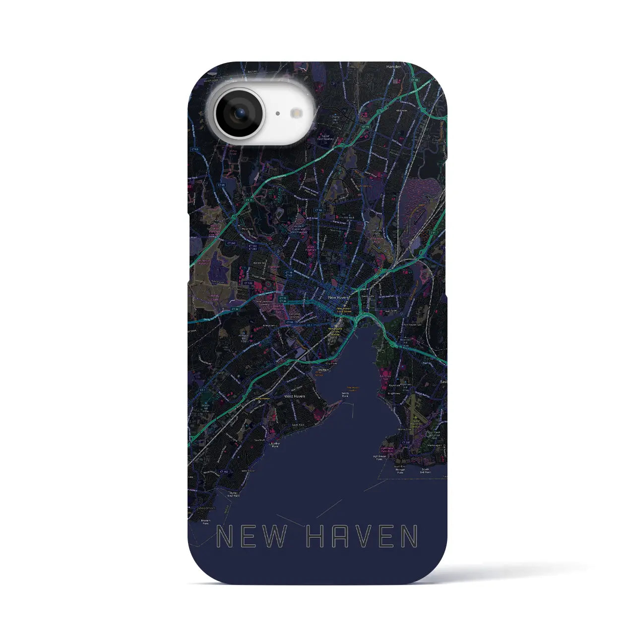 【ニューヘイブン(アメリカ)】地図柄iPhoneケース(バックカバータイプ)