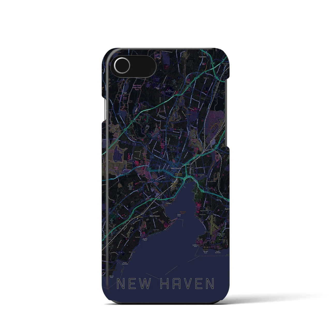 【ニューヘイブン(アメリカ)】地図柄iPhoneケース(バックカバータイプ)