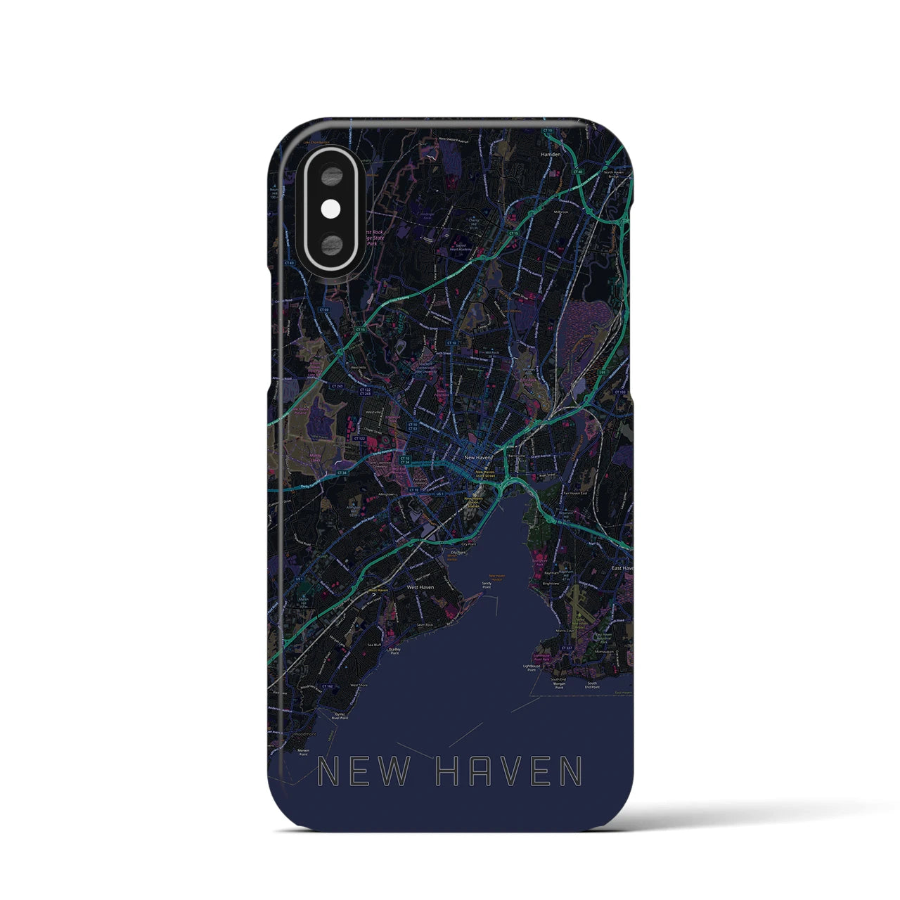 【ニューヘイブン(アメリカ)】地図柄iPhoneケース(バックカバータイプ)