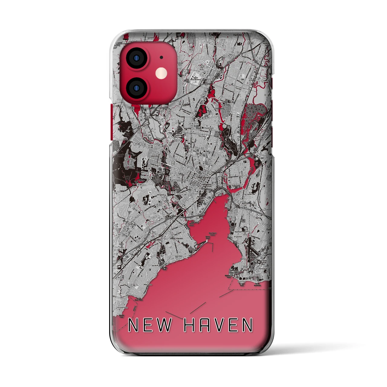 【ニューヘイブン(アメリカ)】地図柄iPhoneケース(クリアタイプ)モノトーン・iPhone 11 用