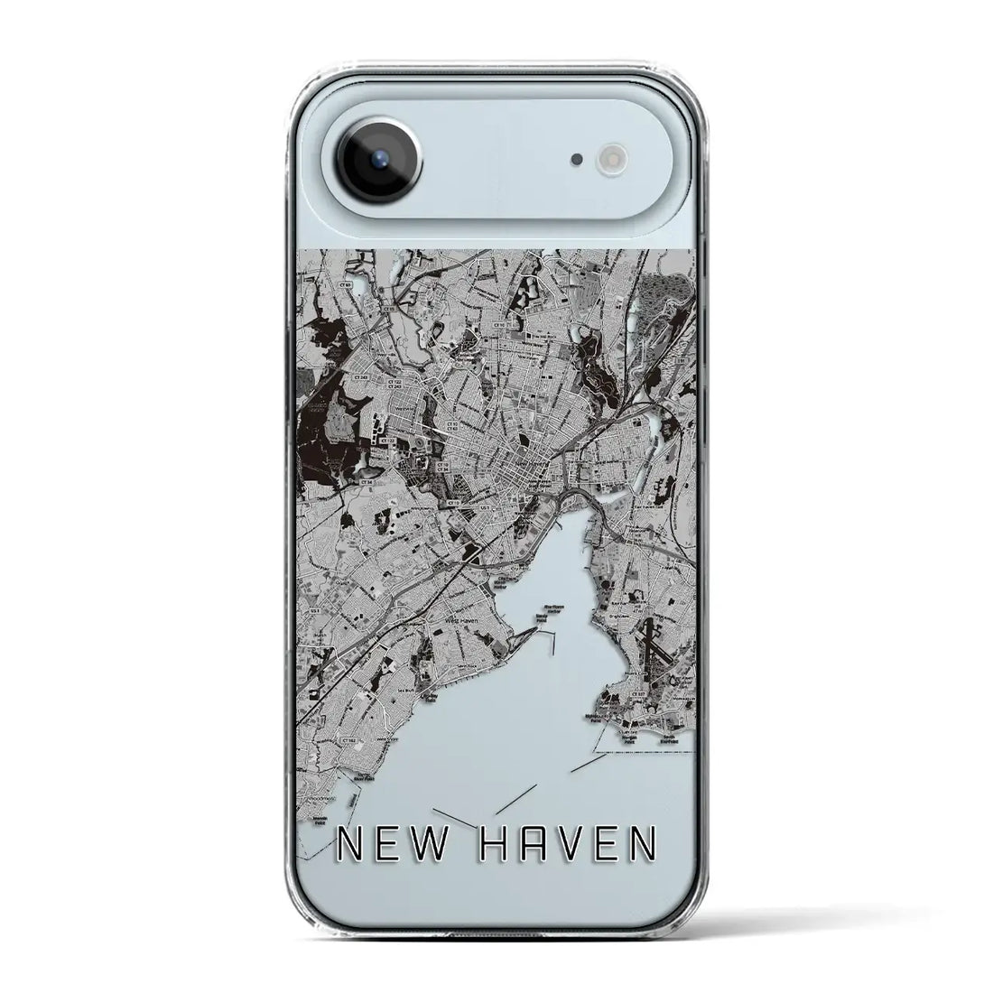 【ニューヘイブン(アメリカ)】地図柄iPhoneケース(クリアタイプ)モノトーン・iPhone 17 Pro Max 用