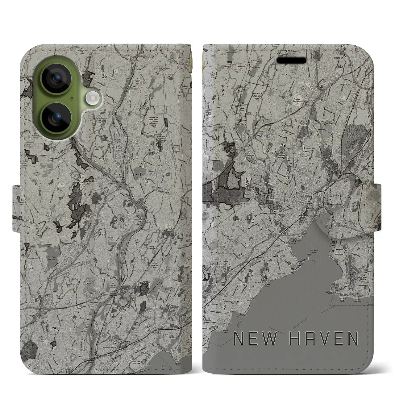 【ニューヘイブン(アメリカ)】地図柄iPhoneケース(手帳タイプ)