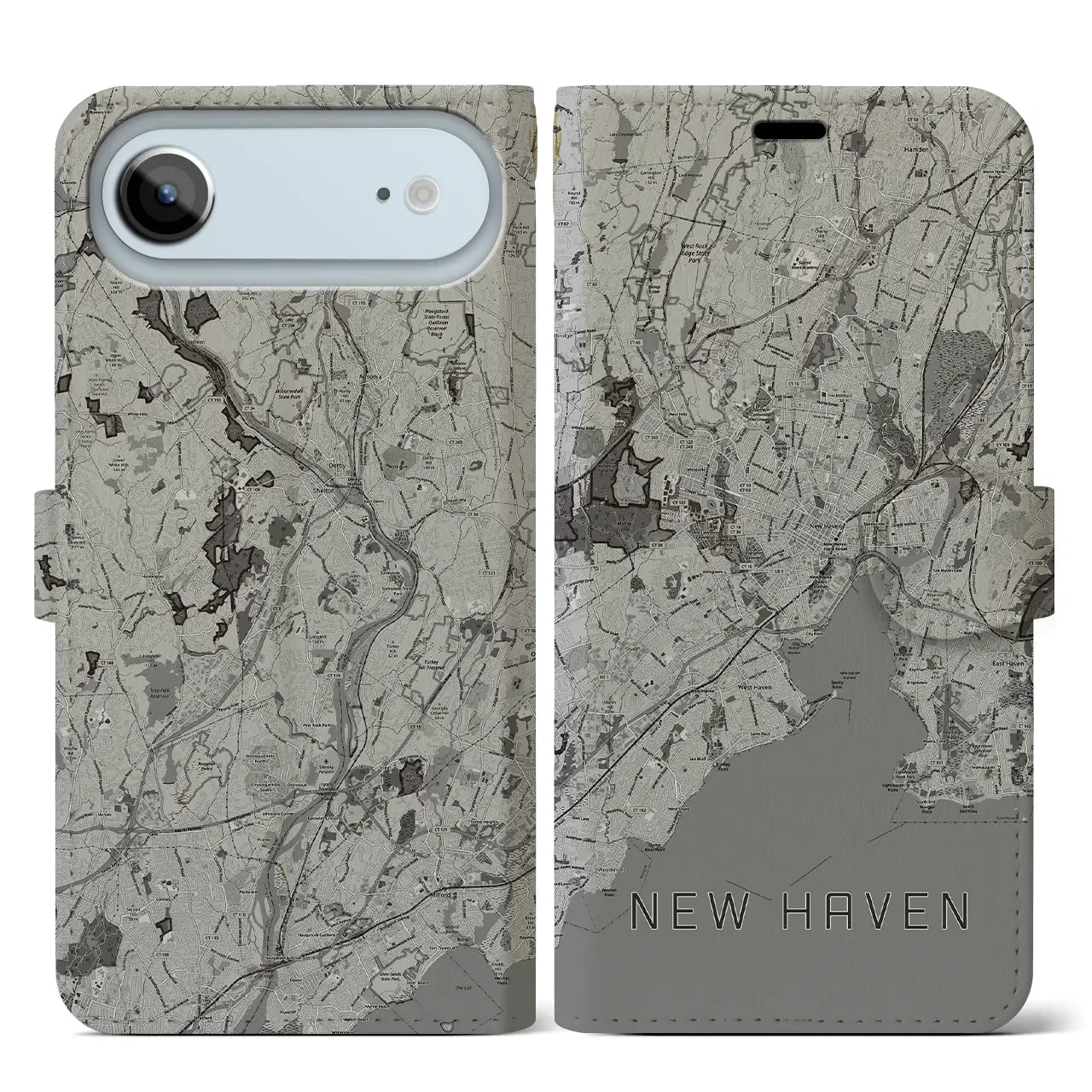 【ニューヘイブン(アメリカ)】地図柄iPhoneケース(手帳タイプ)