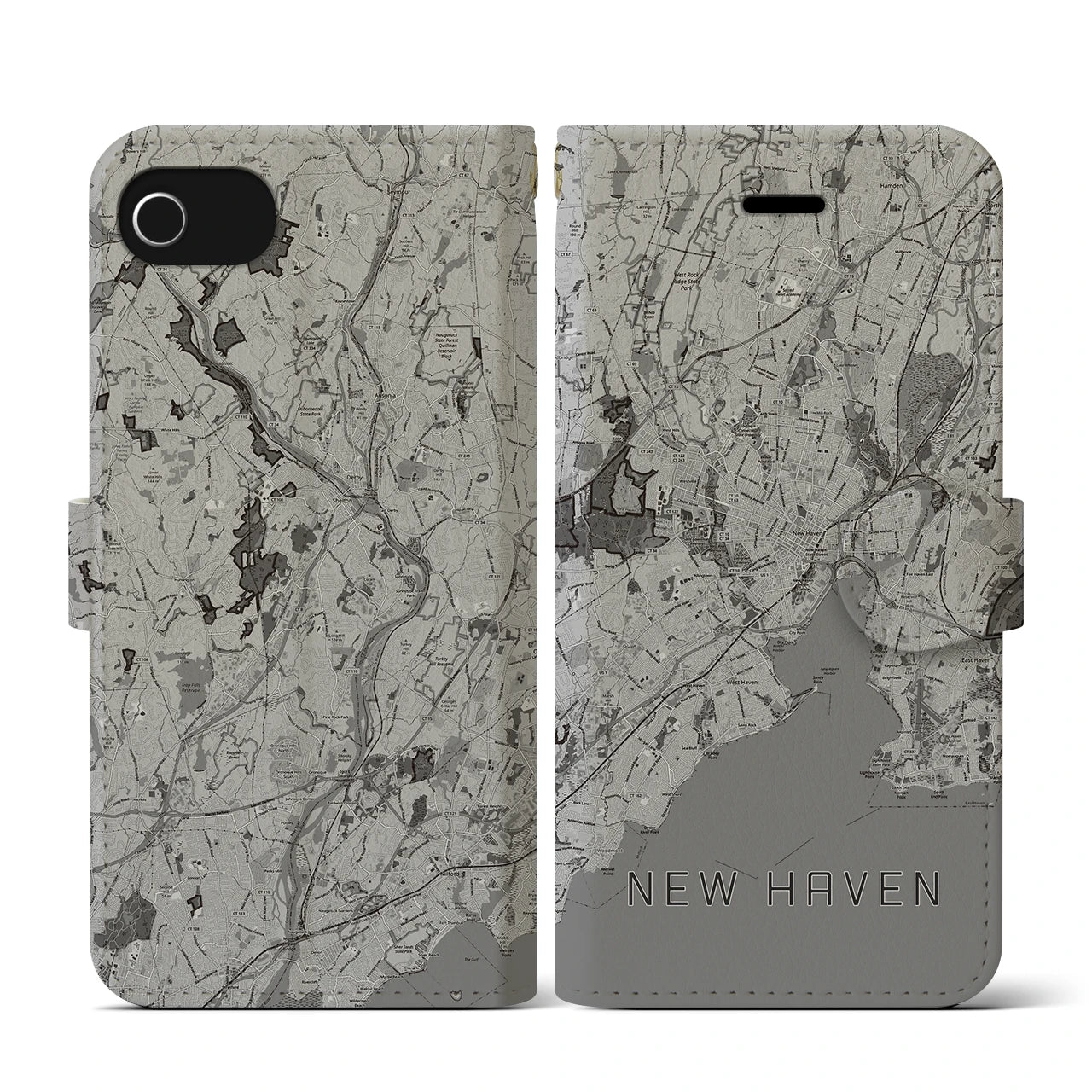 【ニューヘイブン(アメリカ)】地図柄iPhoneケース(手帳タイプ)